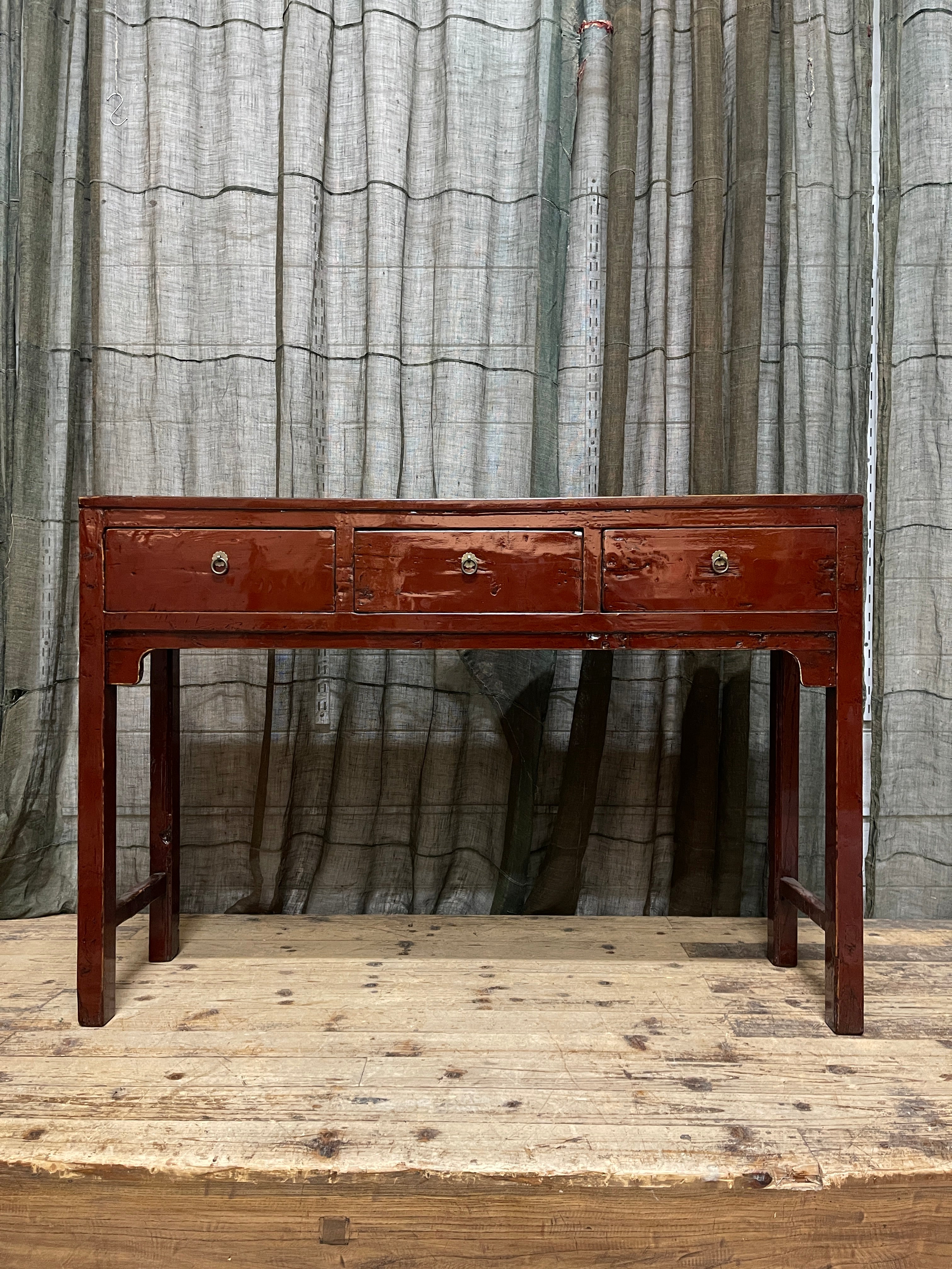 Provincial Style Deep Red Chinese Lacquered Hall Table (Copy)