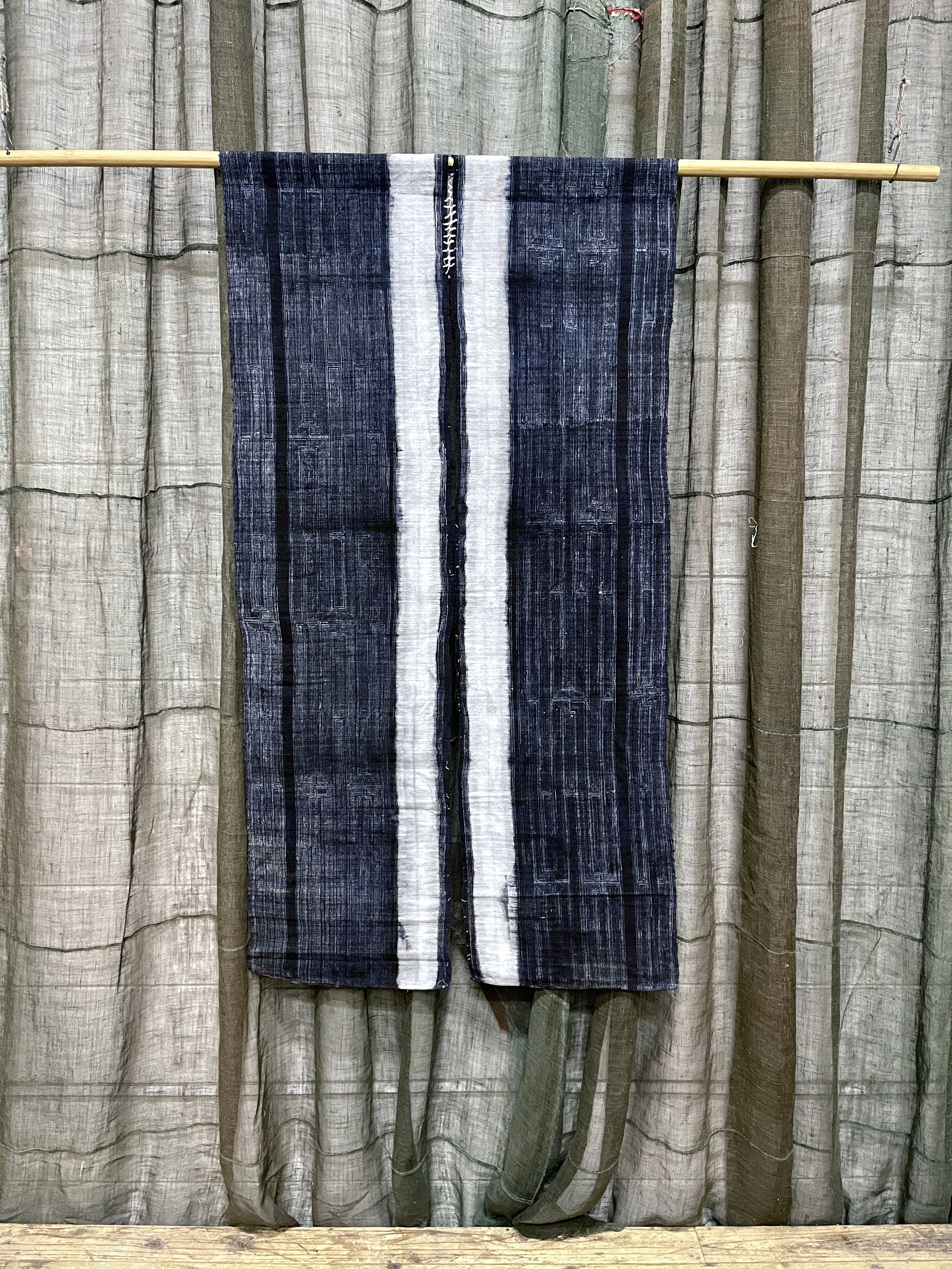 Antique Chinese Cotton, Panelled Curtain