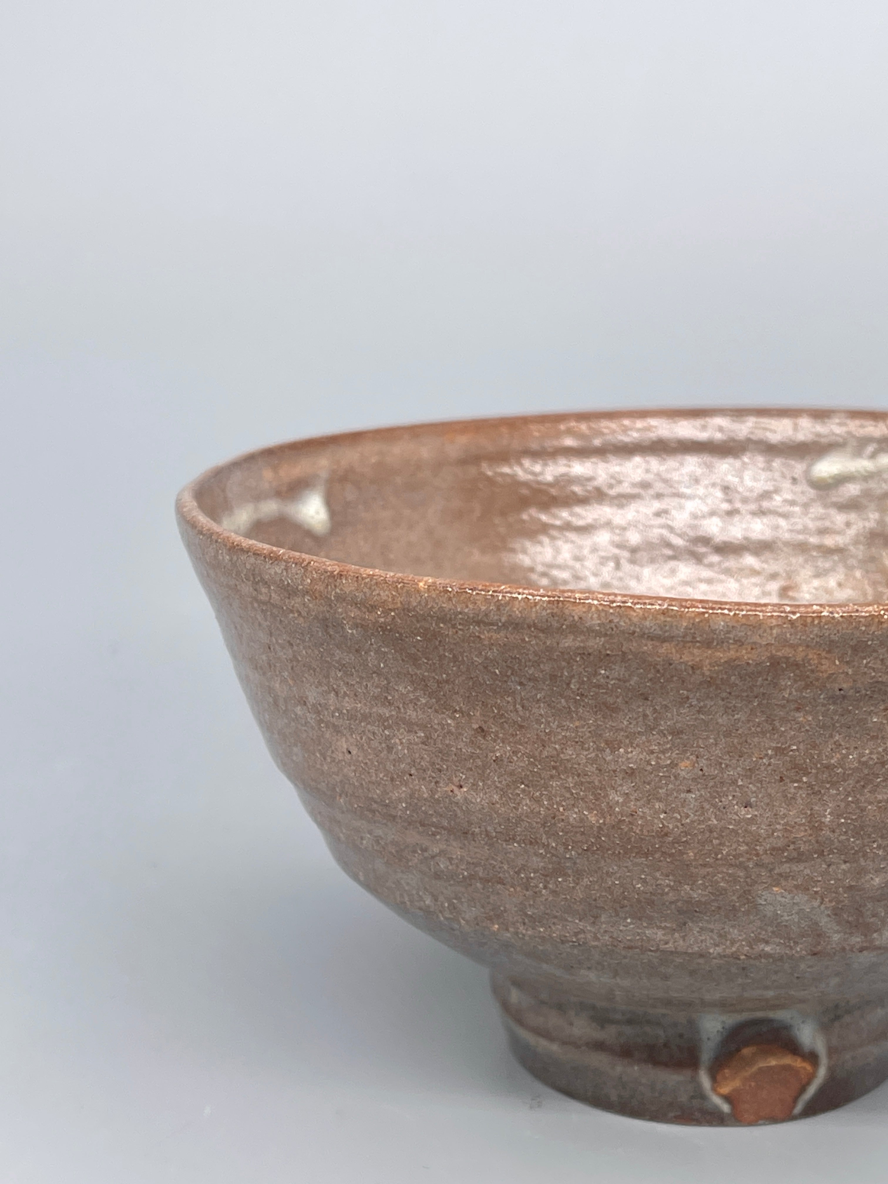 Vintage Japanese Matcha Bowl, Chawan - Brown, White Drip Glaze