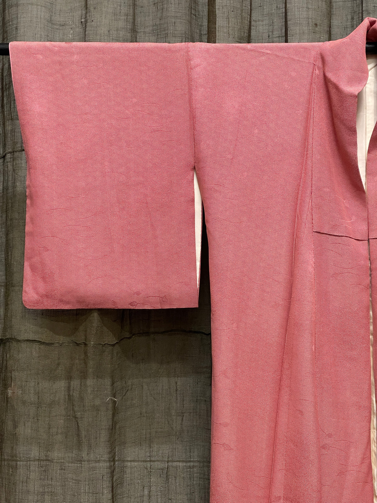 Vintage Japanese Silk Komon Kimono, Seigaiha Wave Pattern