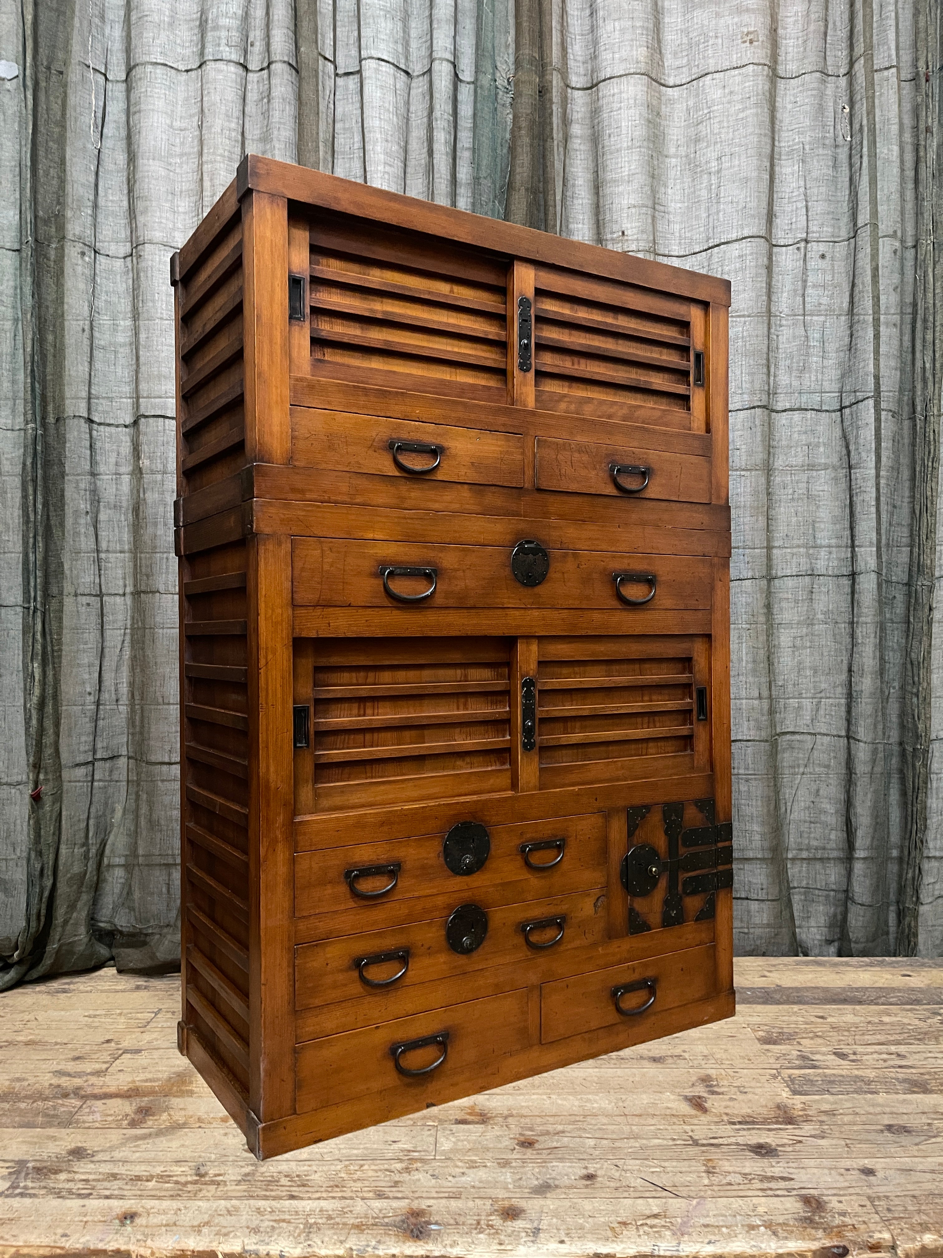 Antique Japanese Two-Piece Choba Dansu, Merchant’s Chest – Cedar & Cypress | Meiji