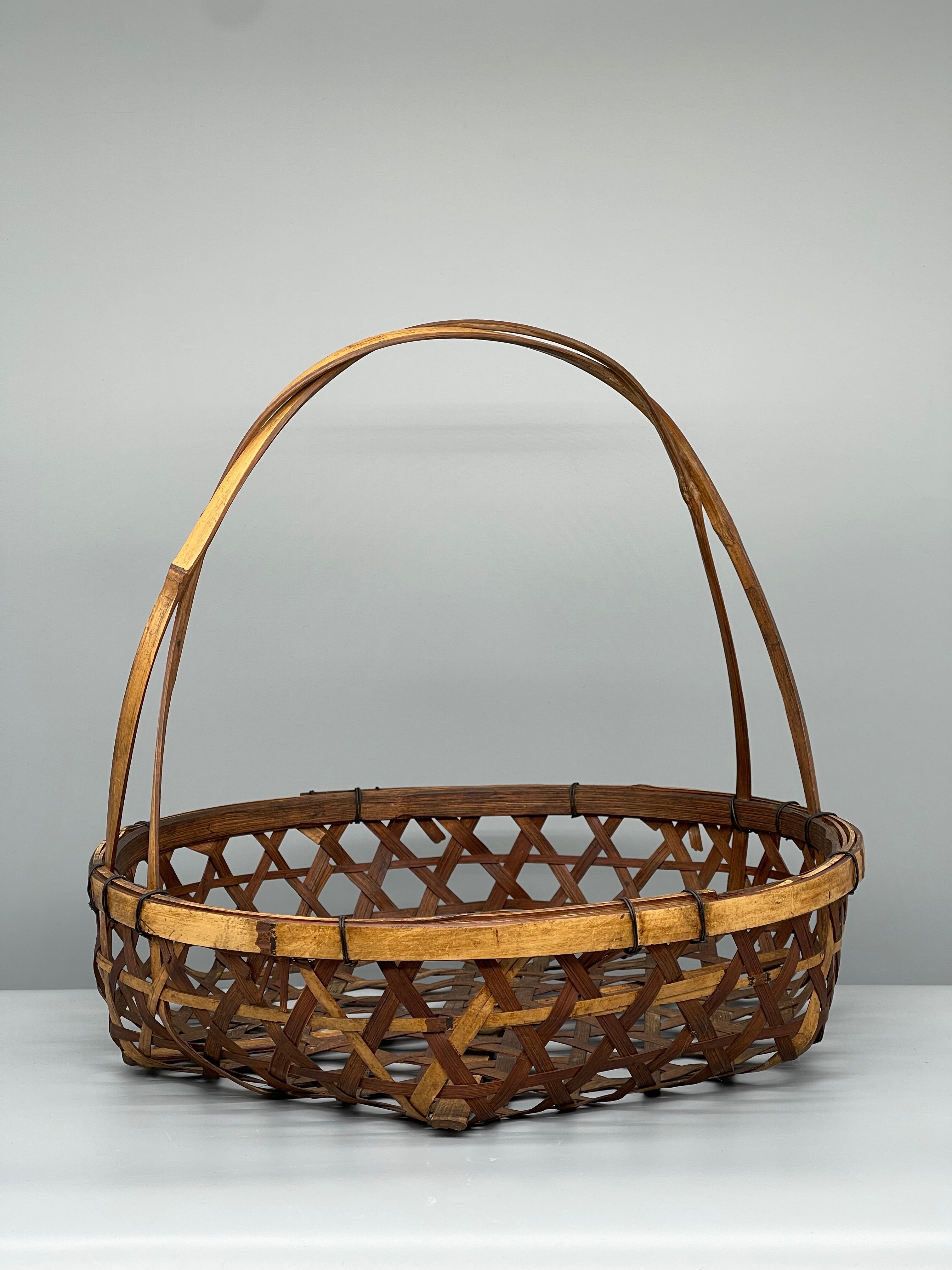 Vintage Japanese Mutsume-ami Style Ikebana Basket - Bamboo