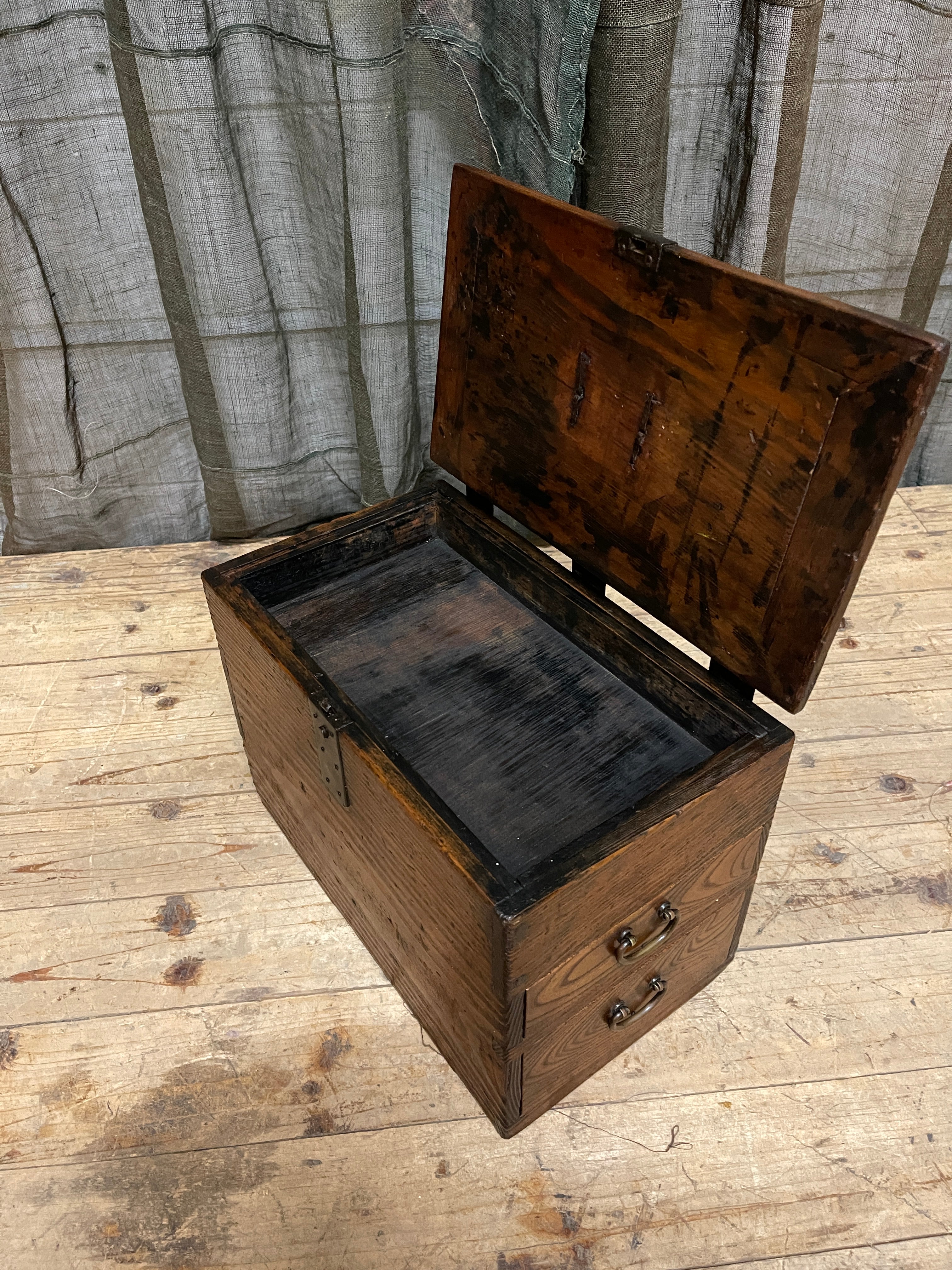 Suzuri Bako, Japanese Calligraphy Box - Elm & Cypress | Taisho, 1925