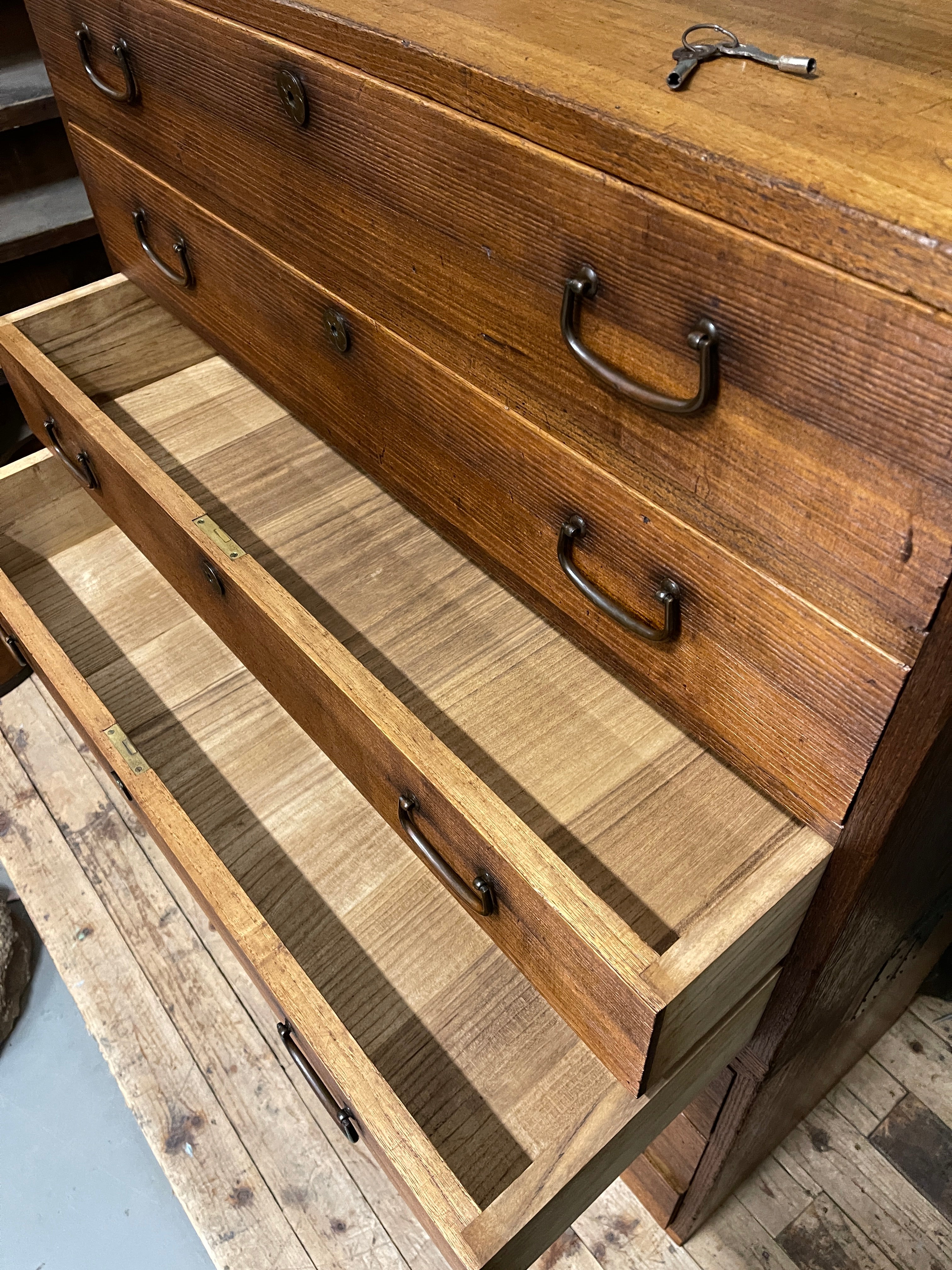 Japanese Kimono Storage Chest-on-Chest, Isho Dansu - Paulownia | Taisho