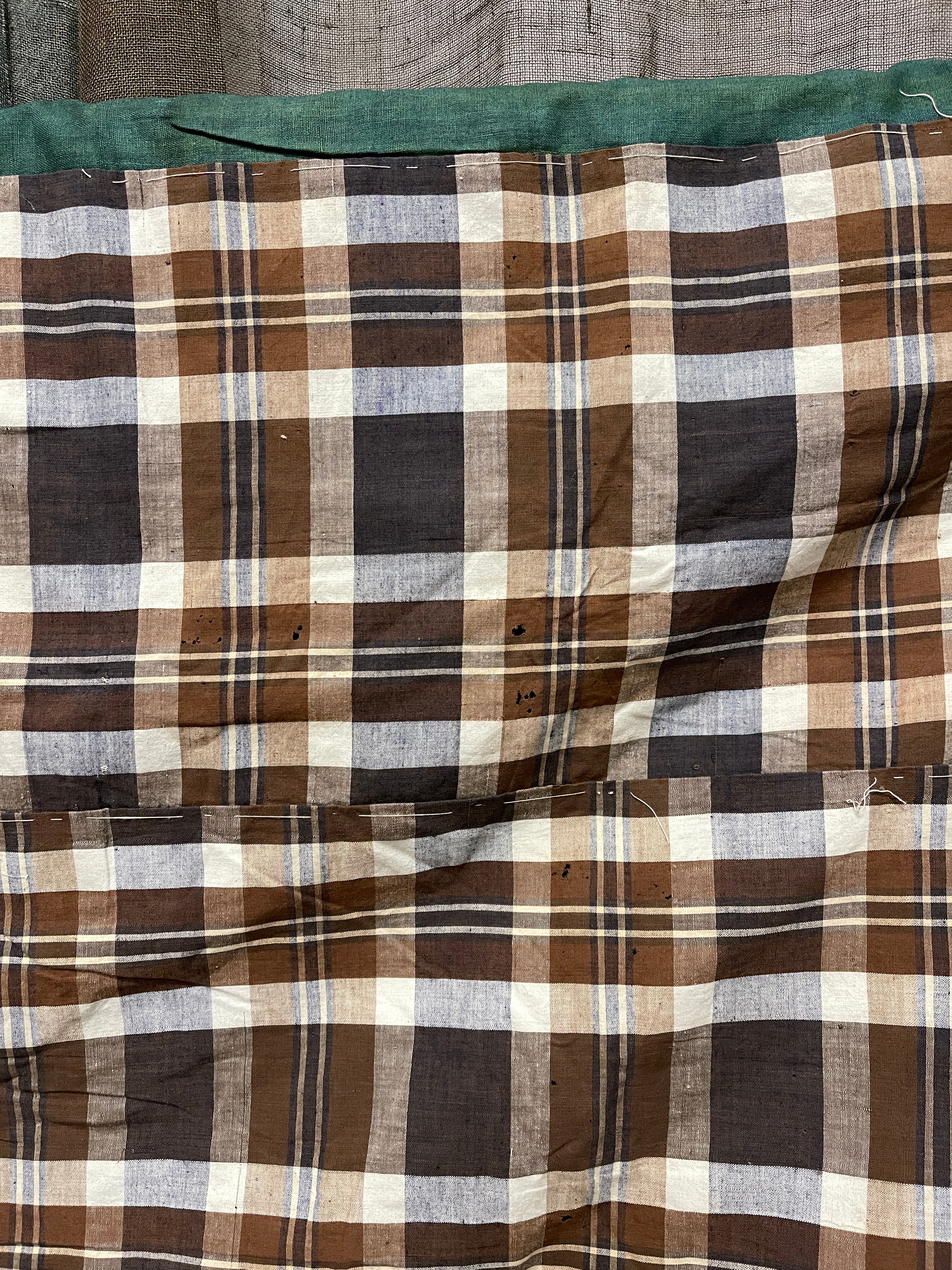 Vintage Japanese Check / Green Cotton Textile