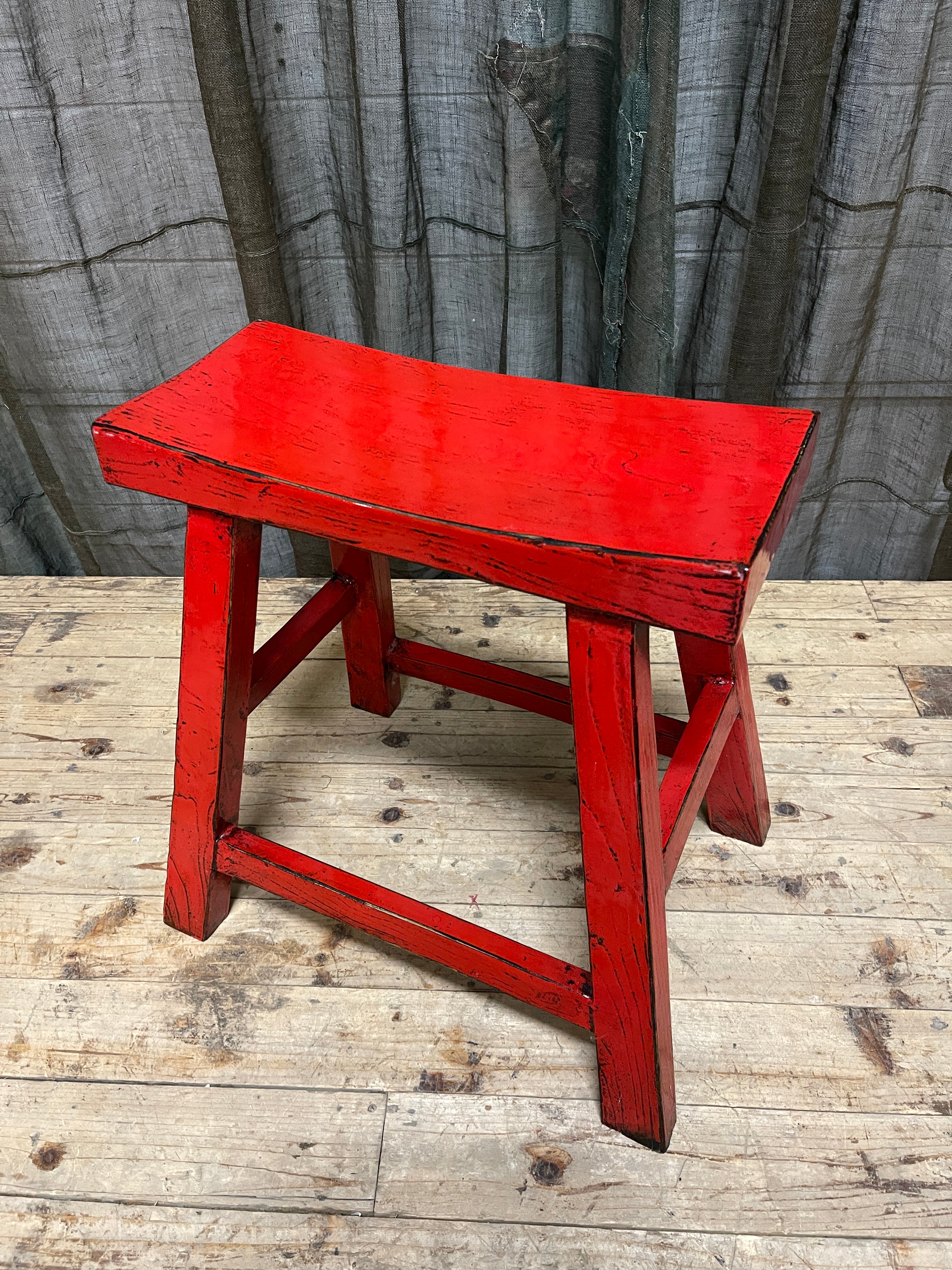 Chinese Provincial Stool - Red
