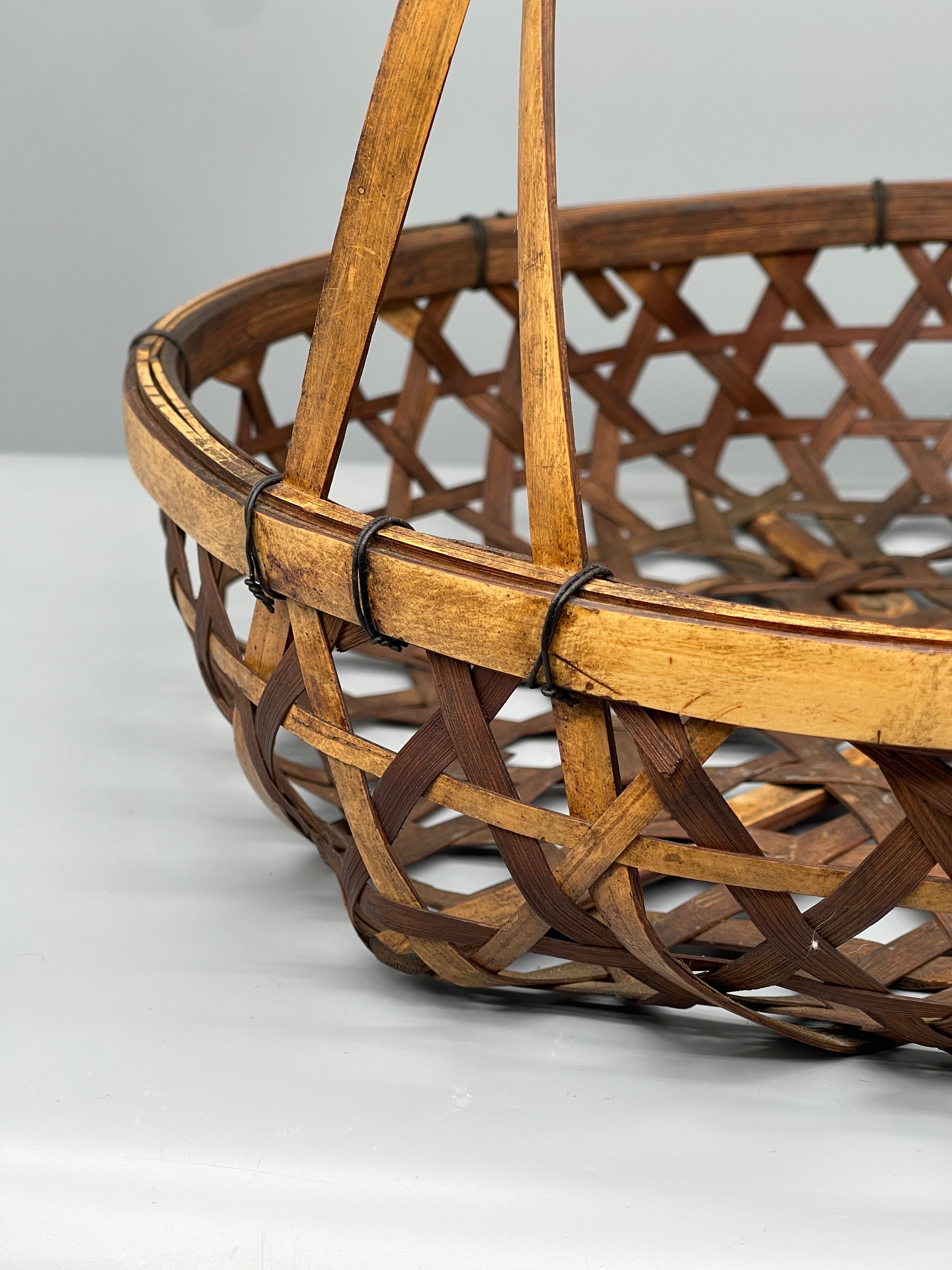 Vintage Japanese Mutsume-ami Style Ikebana Basket - Bamboo