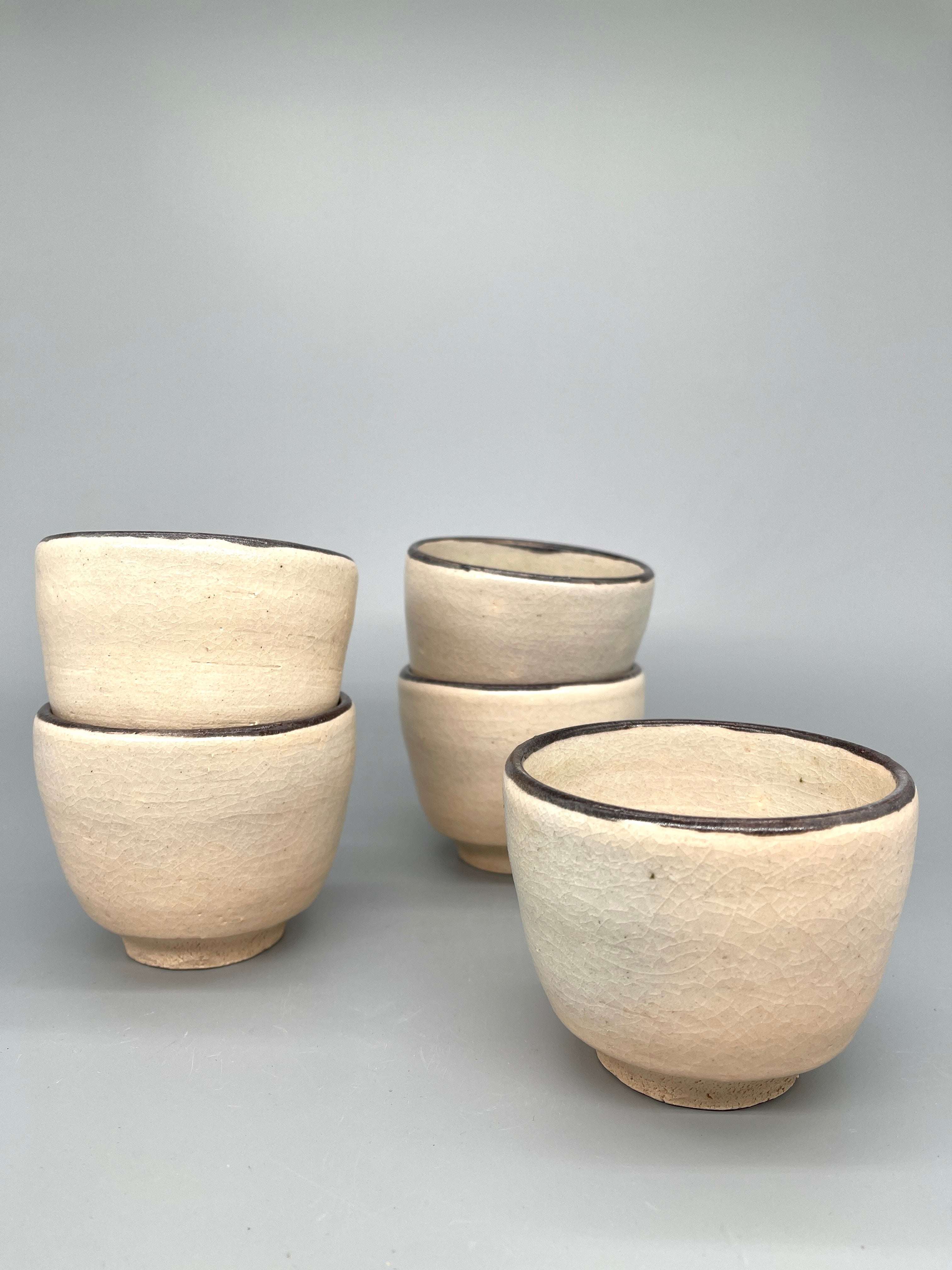 Set of 5 Japanese Yunomi, Tea Cups