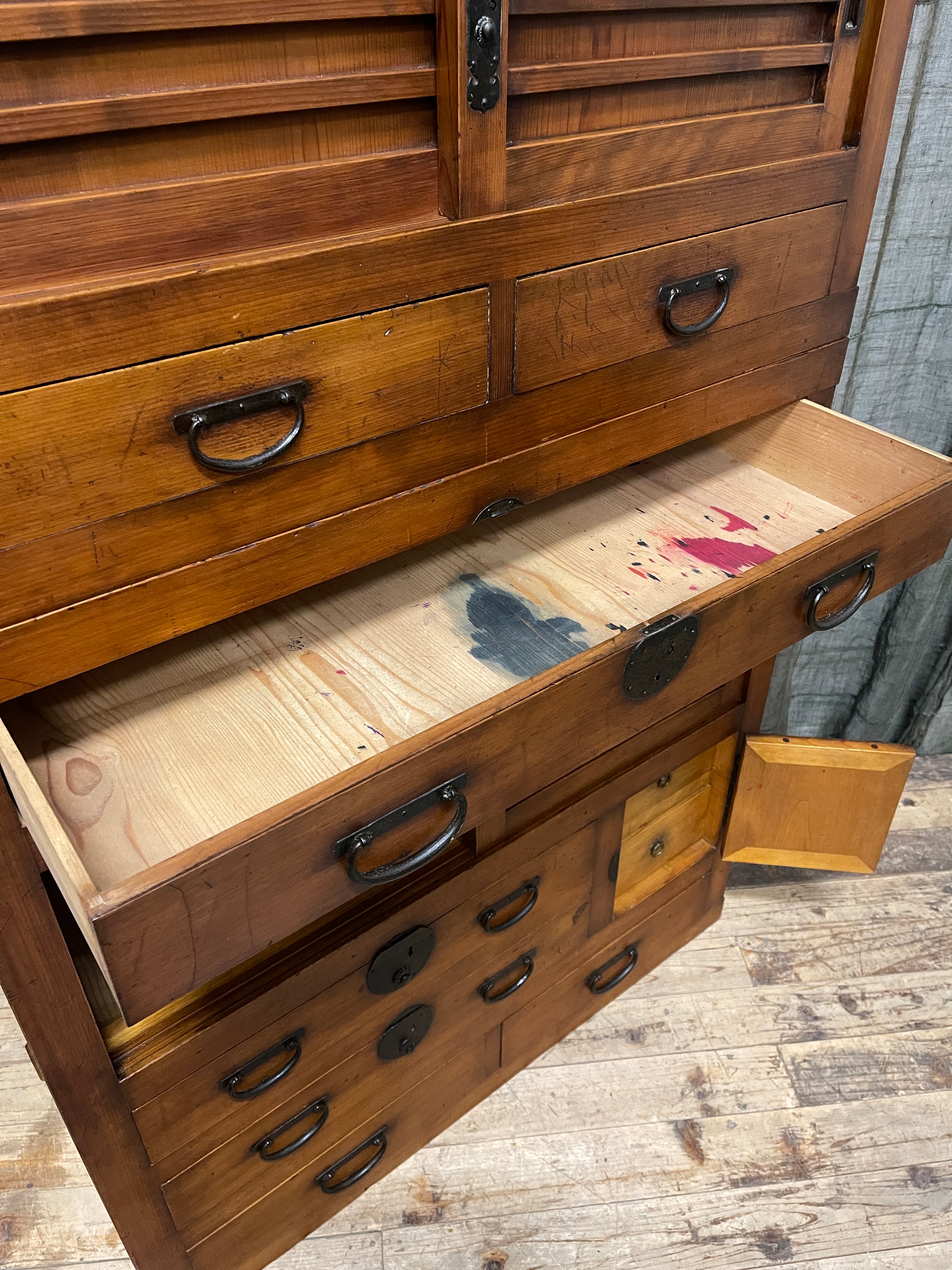 Antique Japanese Two-Piece Choba Dansu, Merchant’s Chest – Cedar & Cypress | Meiji