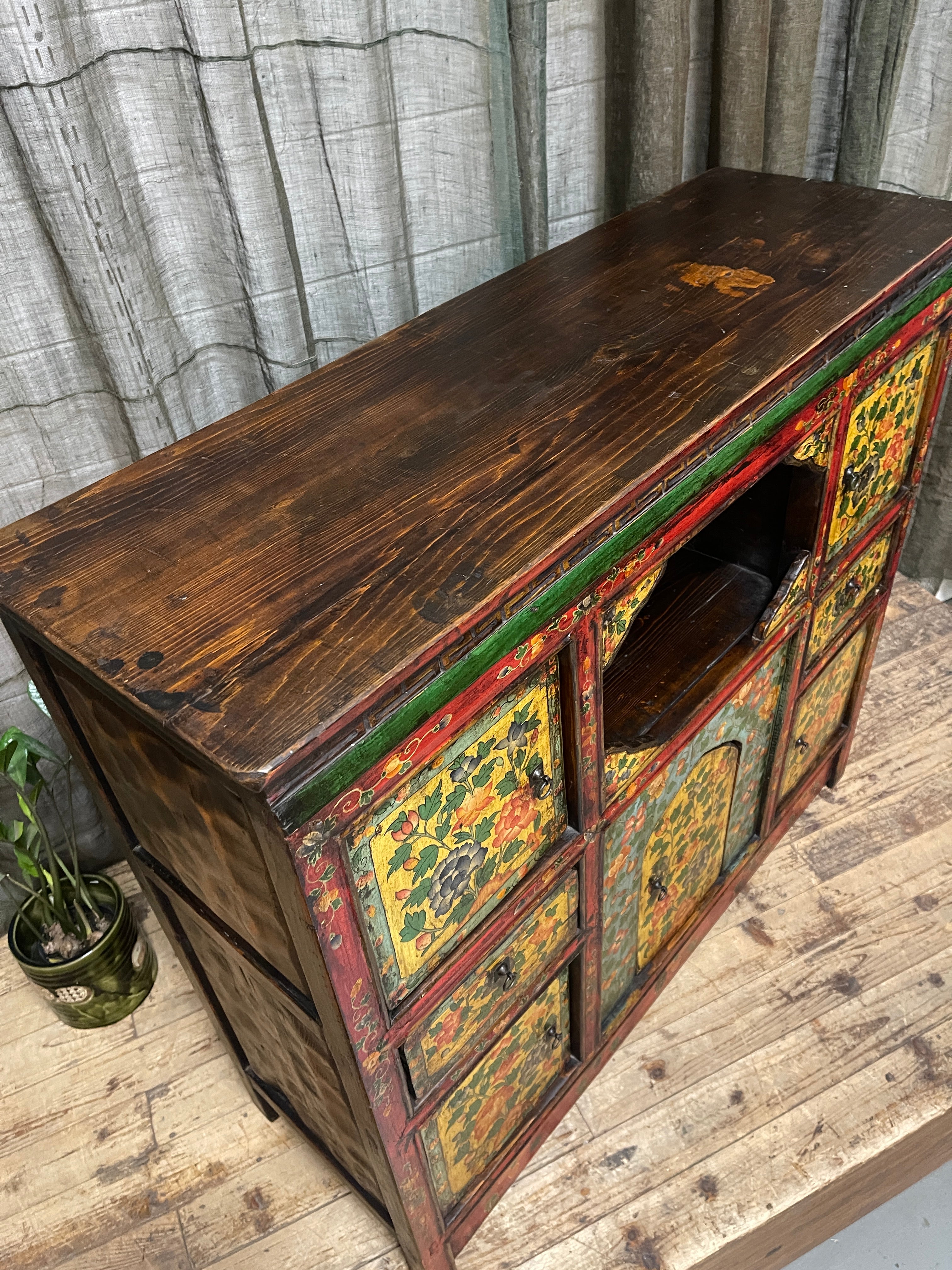 Vintage Tibetan Painted Cabinet