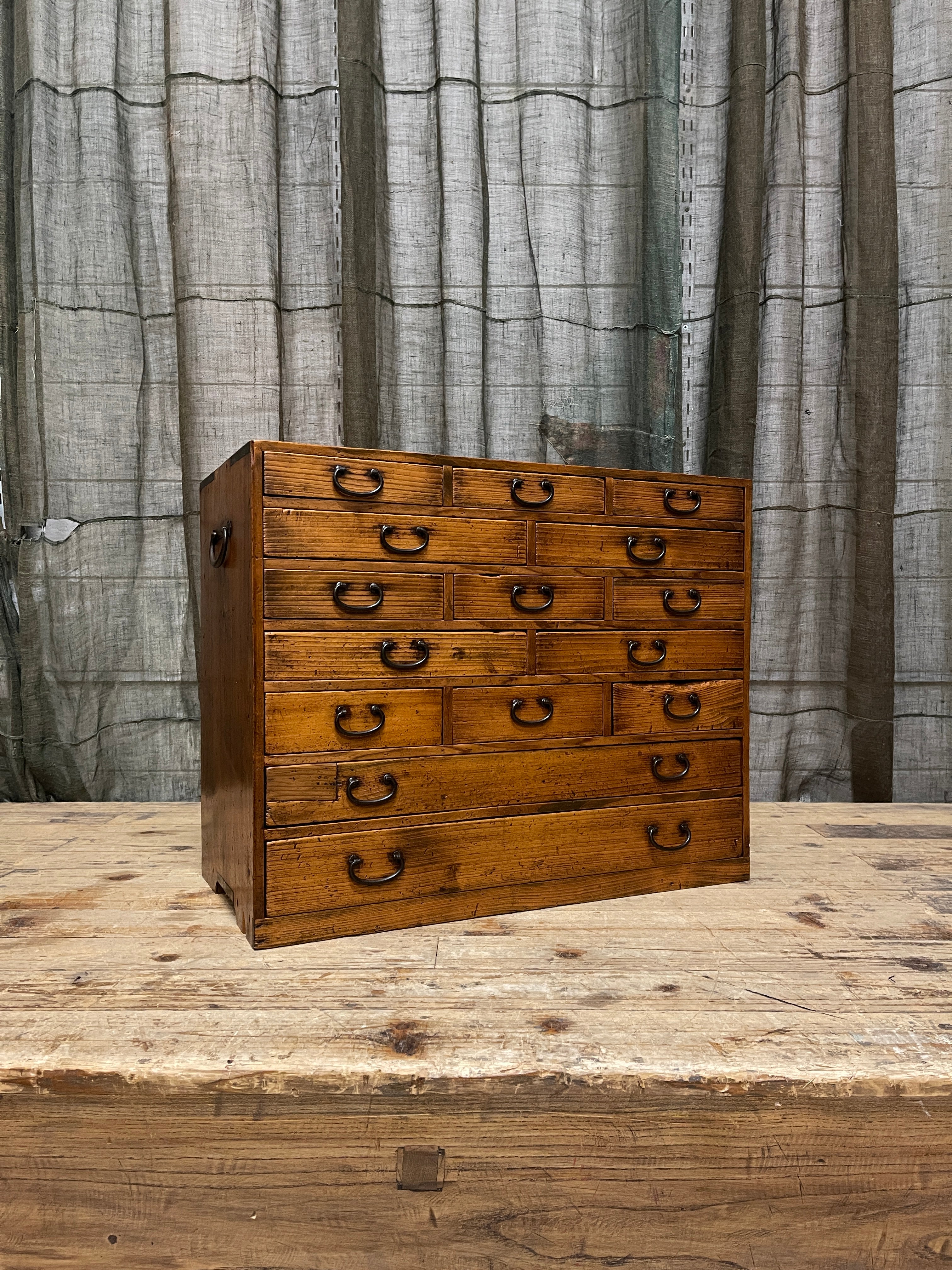 Antique Japanese Multi Drawer Chest - Cypress | Meiji c.1900.