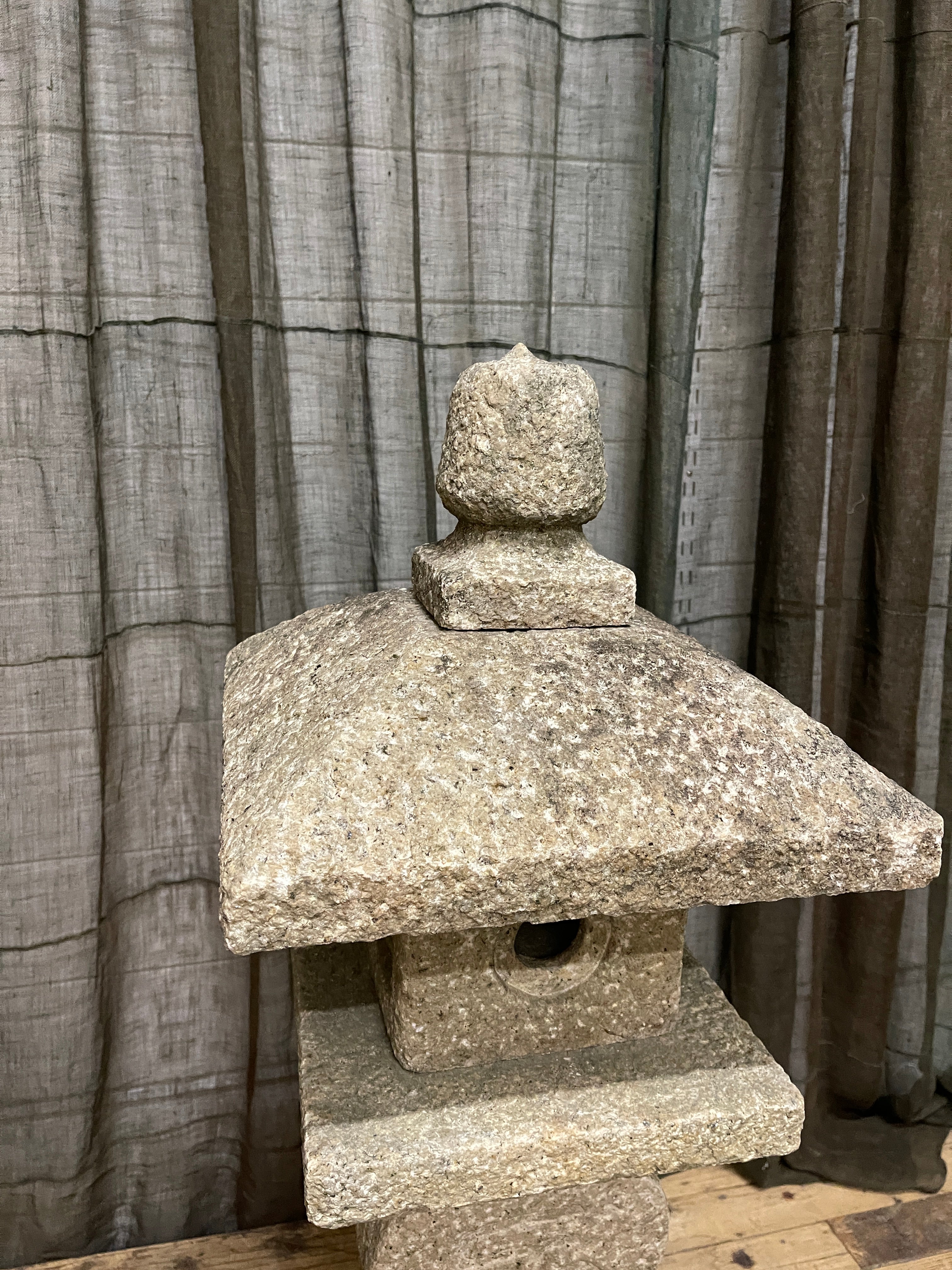 Small Japanese Stone Garden Lantern, Oribe - Granite | Mid 20th Century