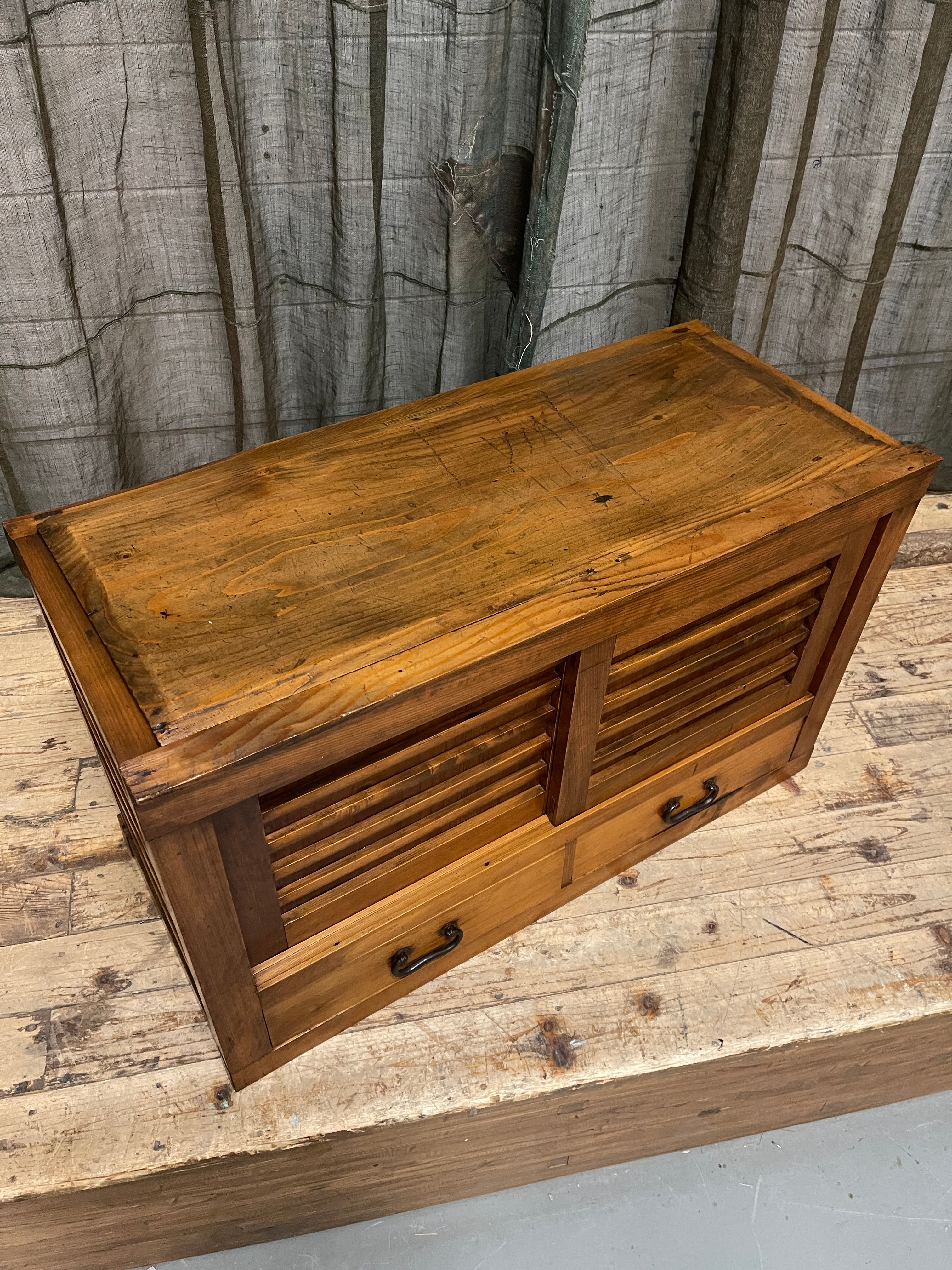 Antique Japanese Low Cabinet - Cypress | Meiji