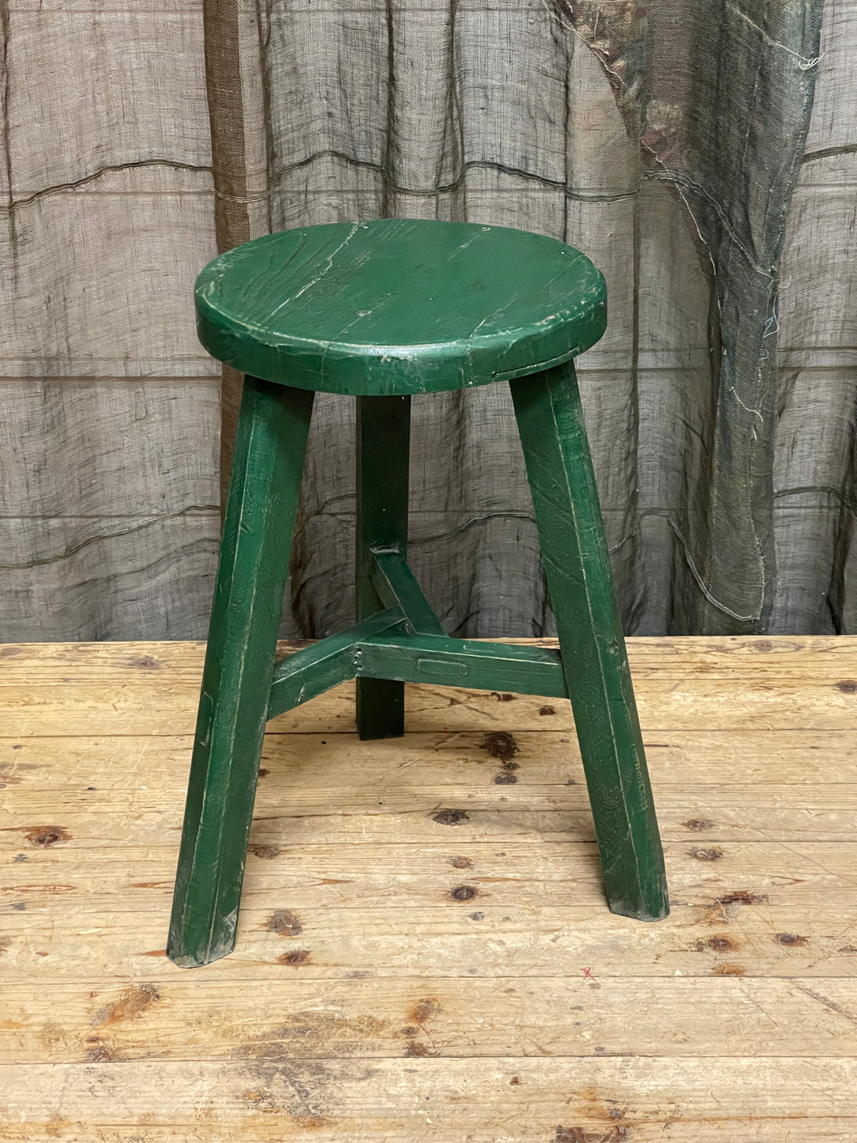 Chinese Provincial Stool - Green