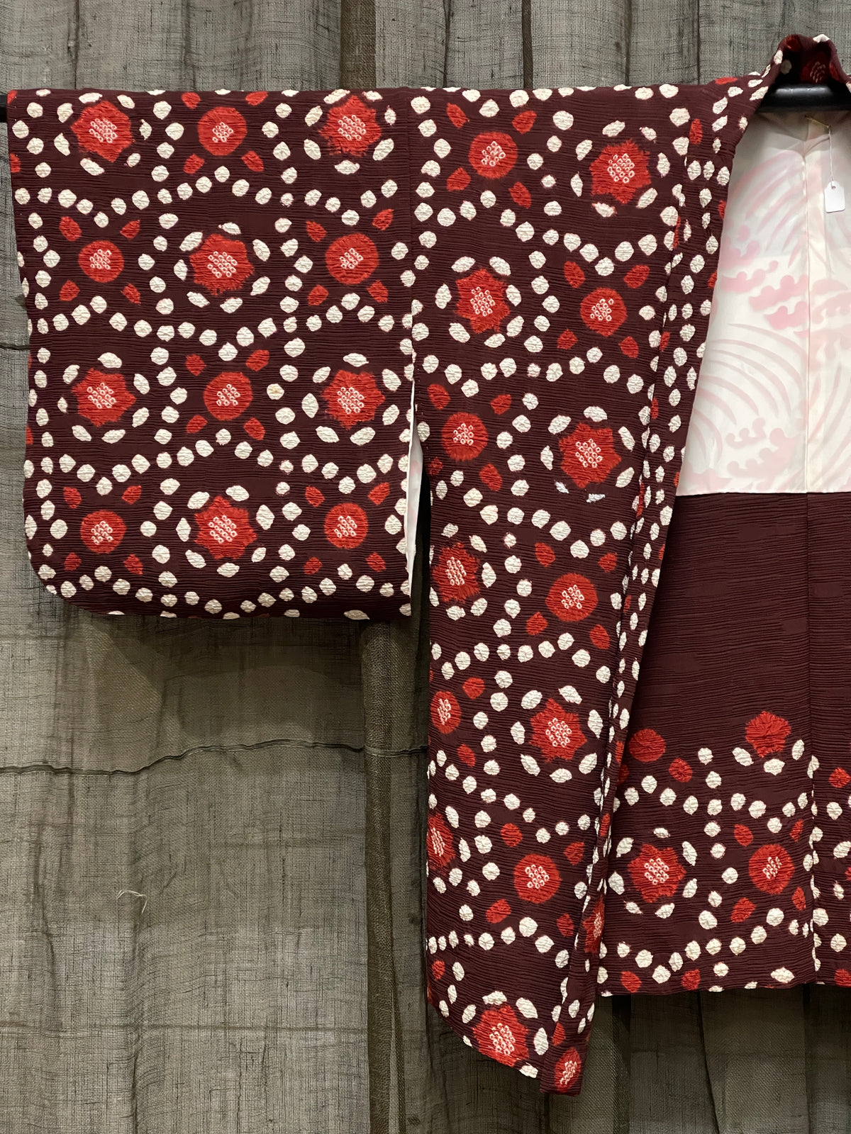 Vintage Japanese Silk Haori, Shibori Floral Medallion Pattern