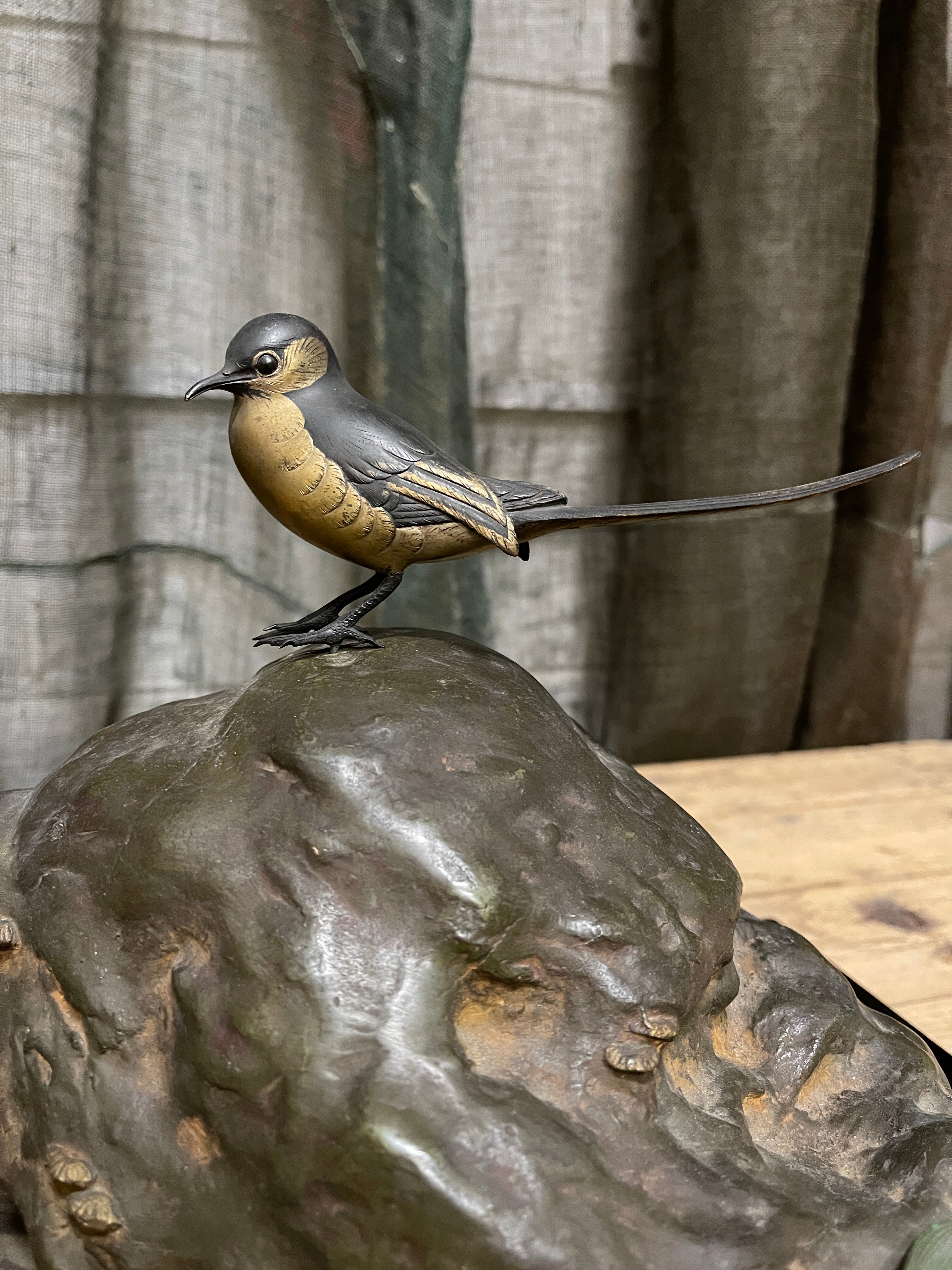 Japanes Bronze Okimono Of Sparrows| c.1950