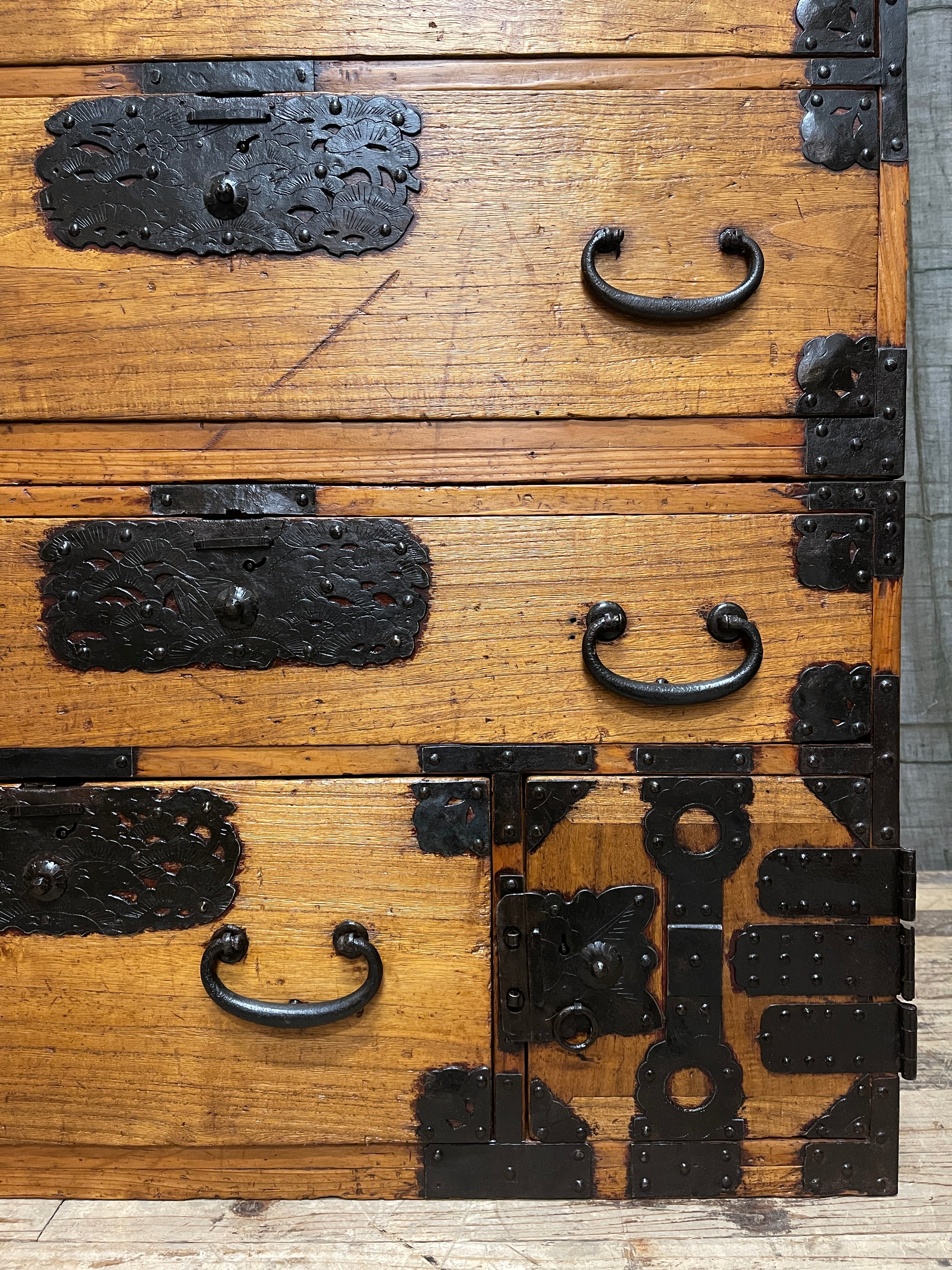 Japanese Kimono Storage Chest-on-Chest, Isho Dansu - Paulownia & Cypress | Meiji