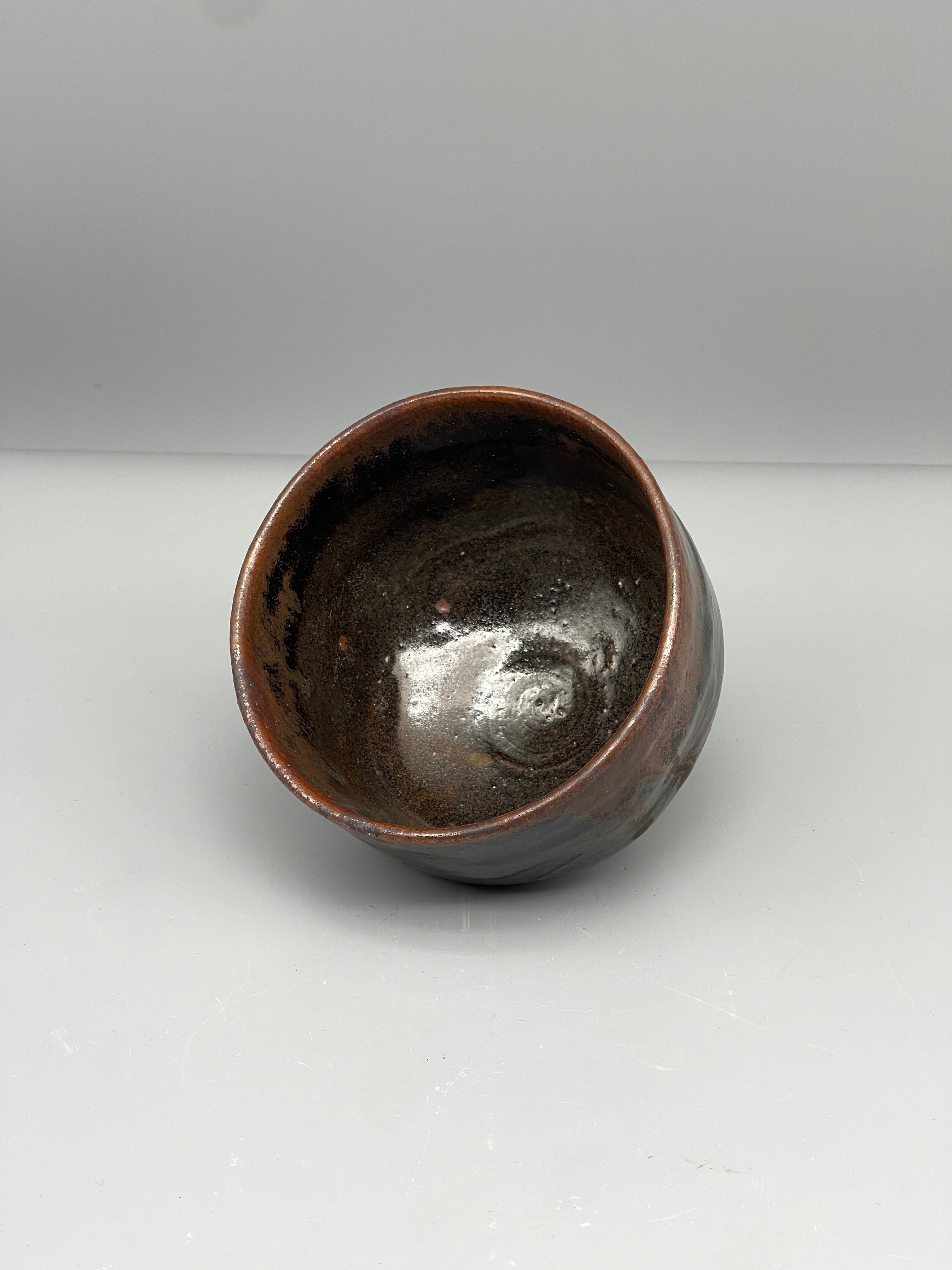 Vintage Japanese Chawan Tea Bowl - Stoneware, Tenmoku Glaze