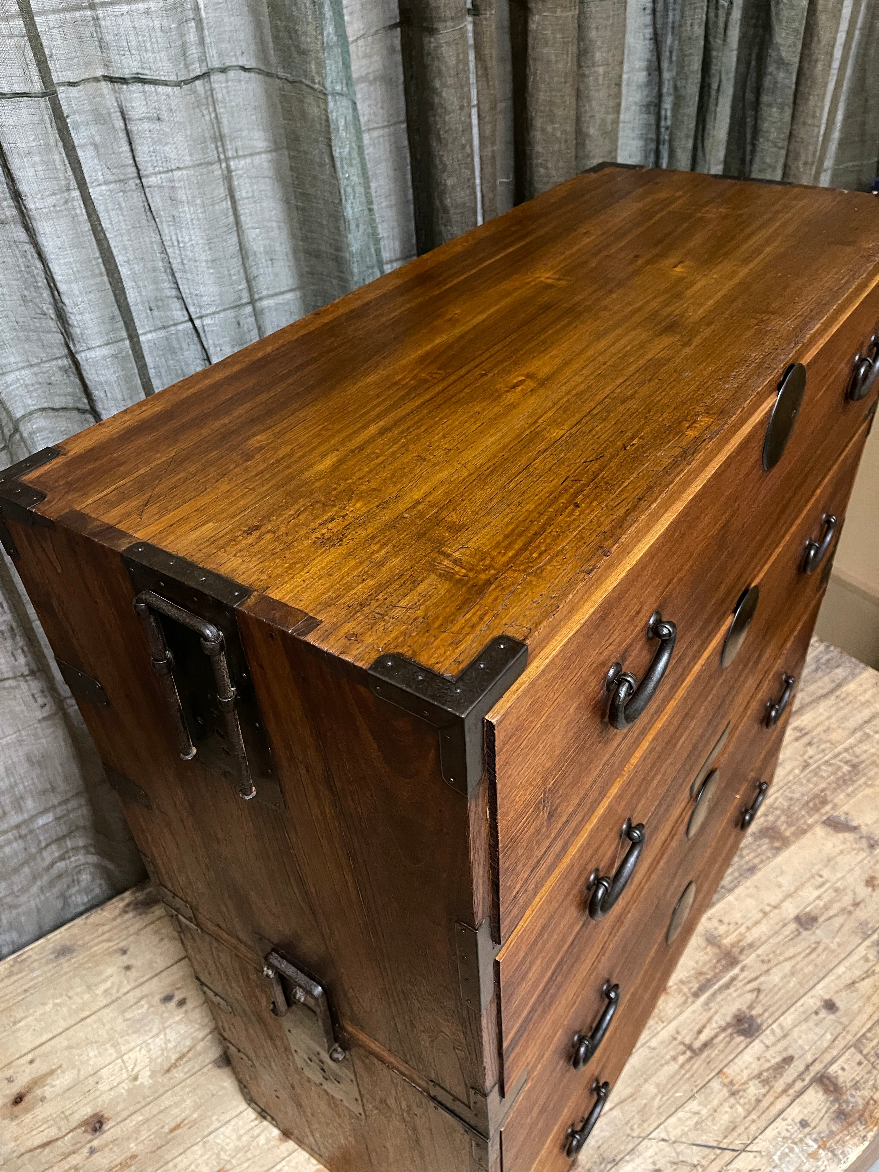 Japanese Kimono Storage Chest-on-Chest, Isho Dansu - Paulownia | Meiji