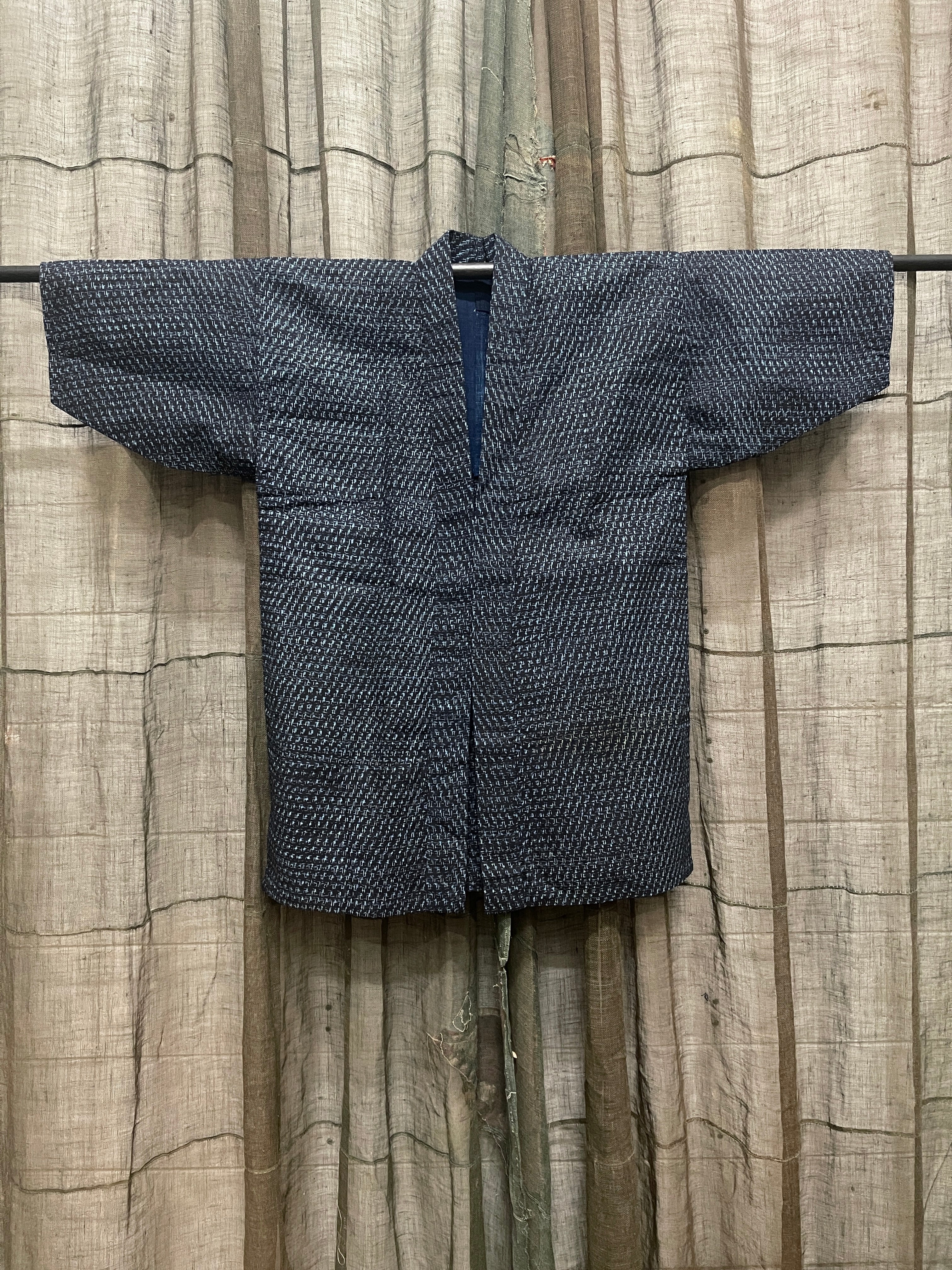 Vintage Japanese Kasuri Cotton Noragi Jacket | Indigo