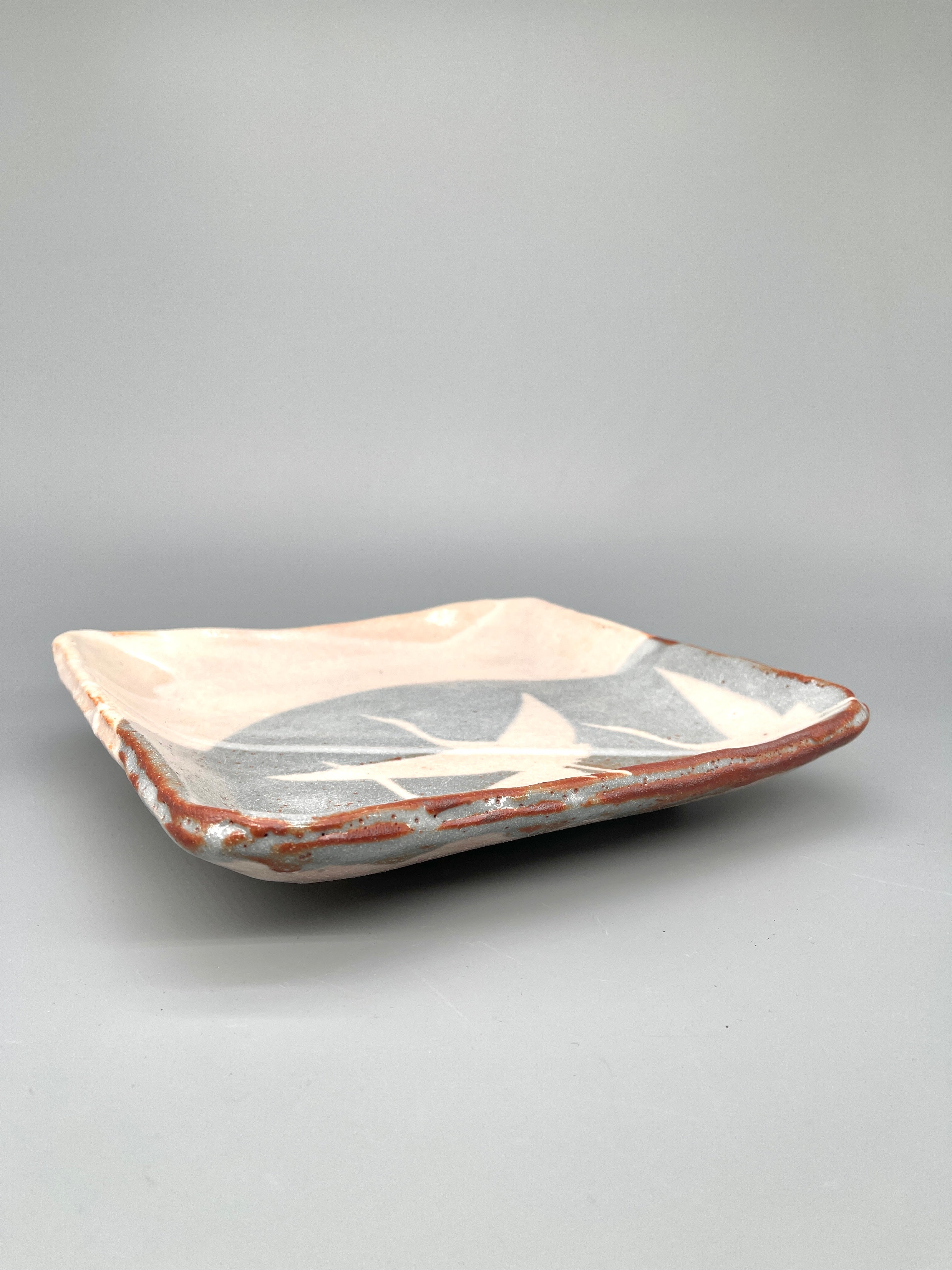 Vintage Japanese Square Plate, Mino Ware