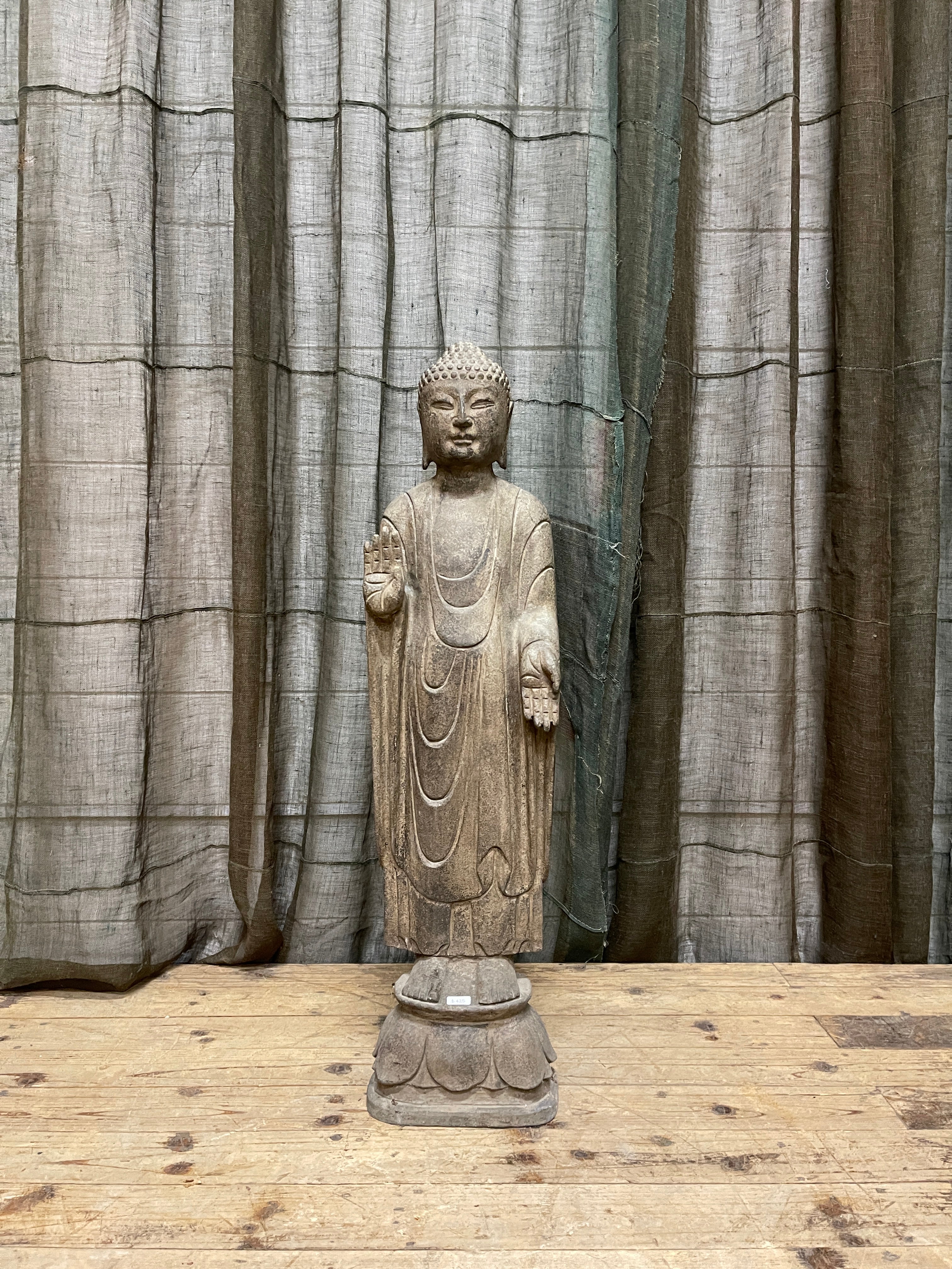 Chinese Standing Stone Buddha Statue, Abhaya Mudra