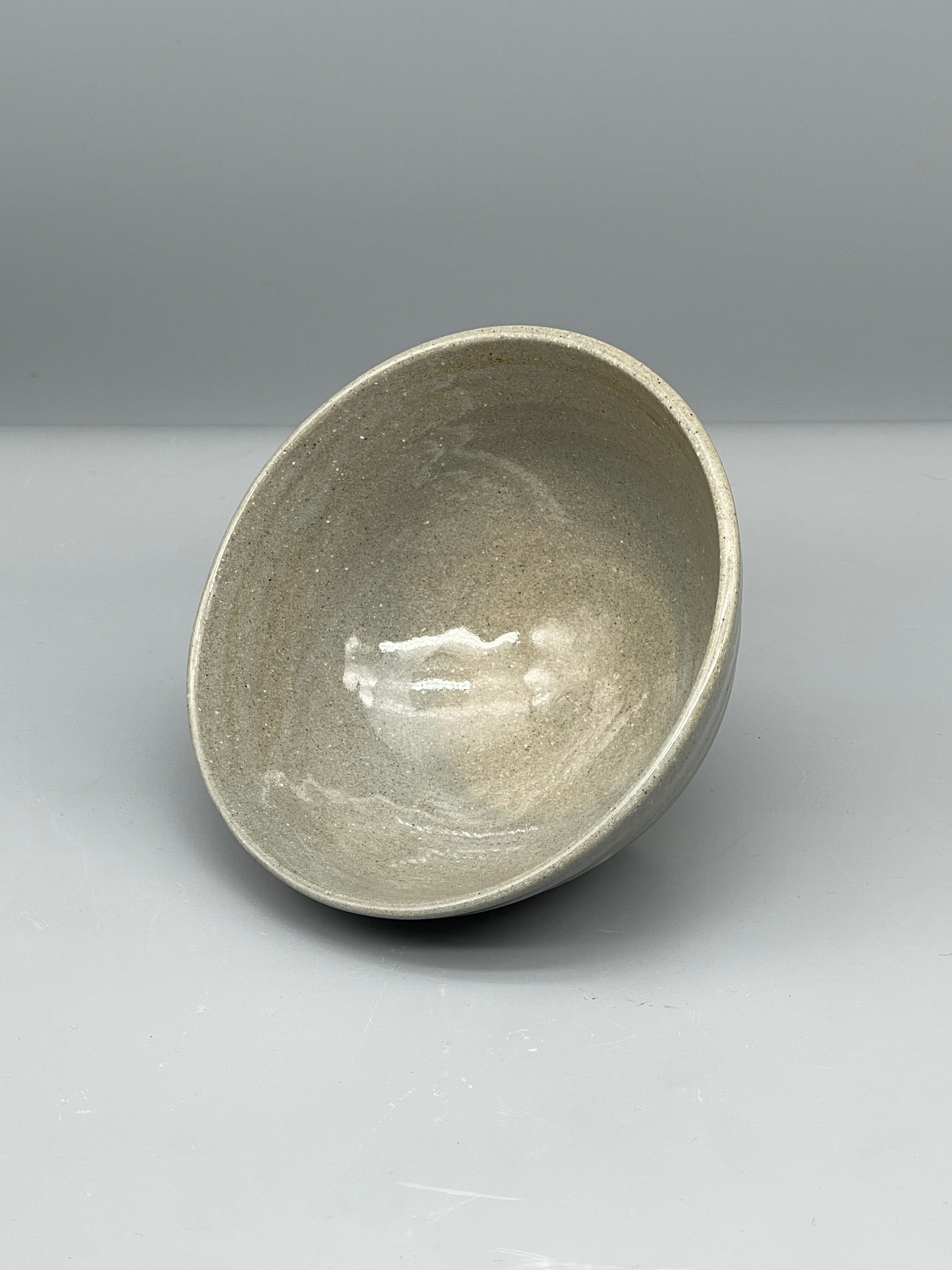 Vintage Japanese Chawan Tea Bowl - Stoneware, Pale Grey Glaze