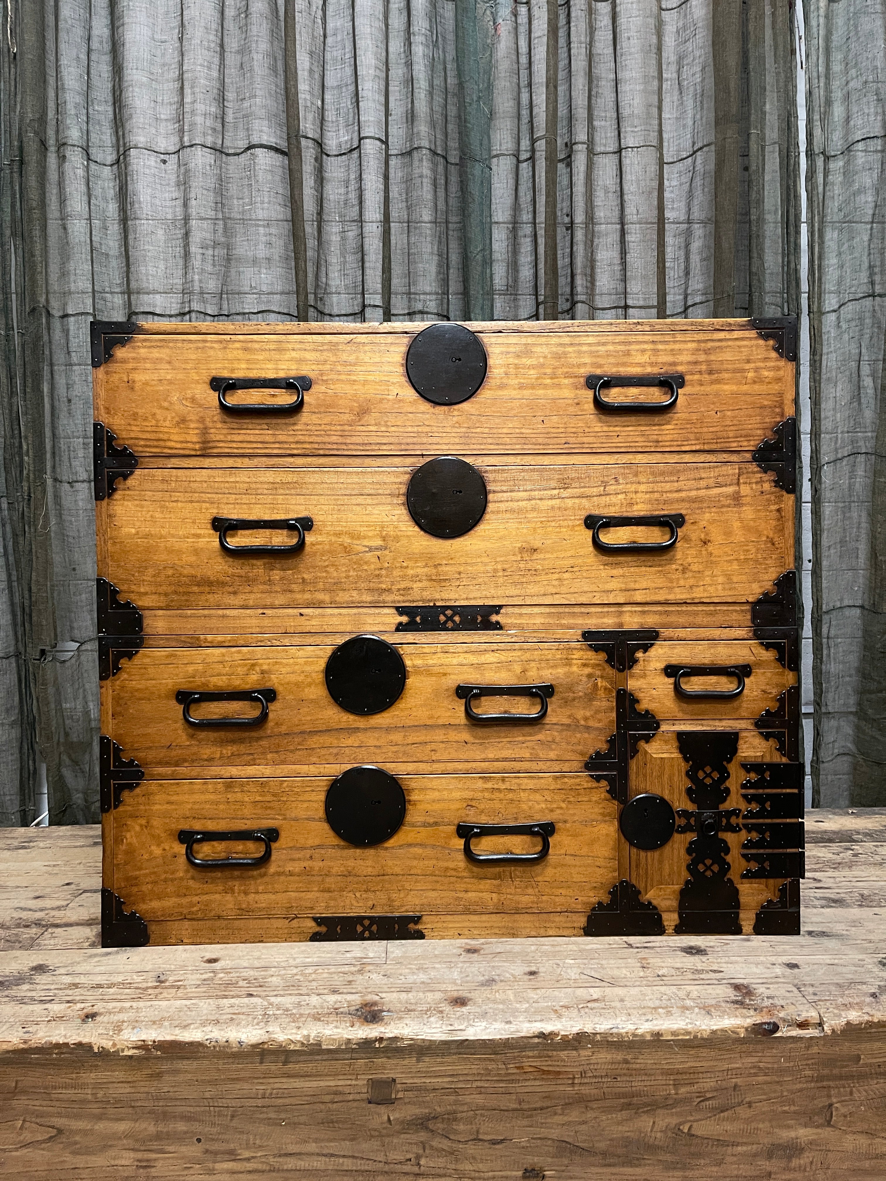Japanese Kimono Storage Chest-on-Chest, Isho Dansu - Paulownia | Meiji