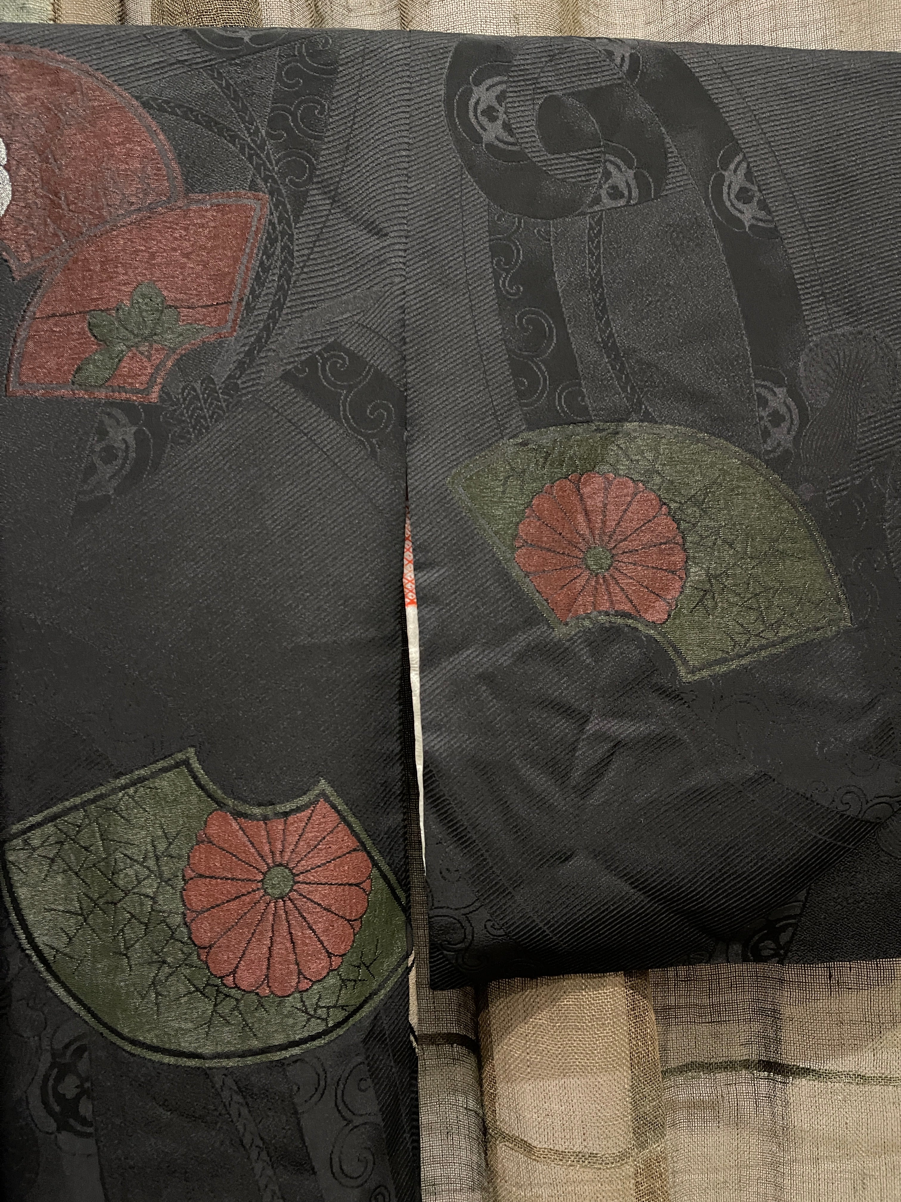 Japanese Haori-Kimono Silk Jacket - Fan Design