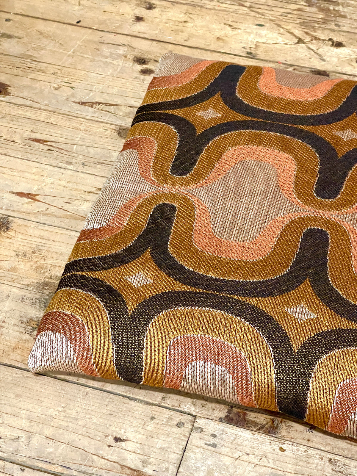 Vintage Mid Century Japanese Floor Cushions, Orange Silk