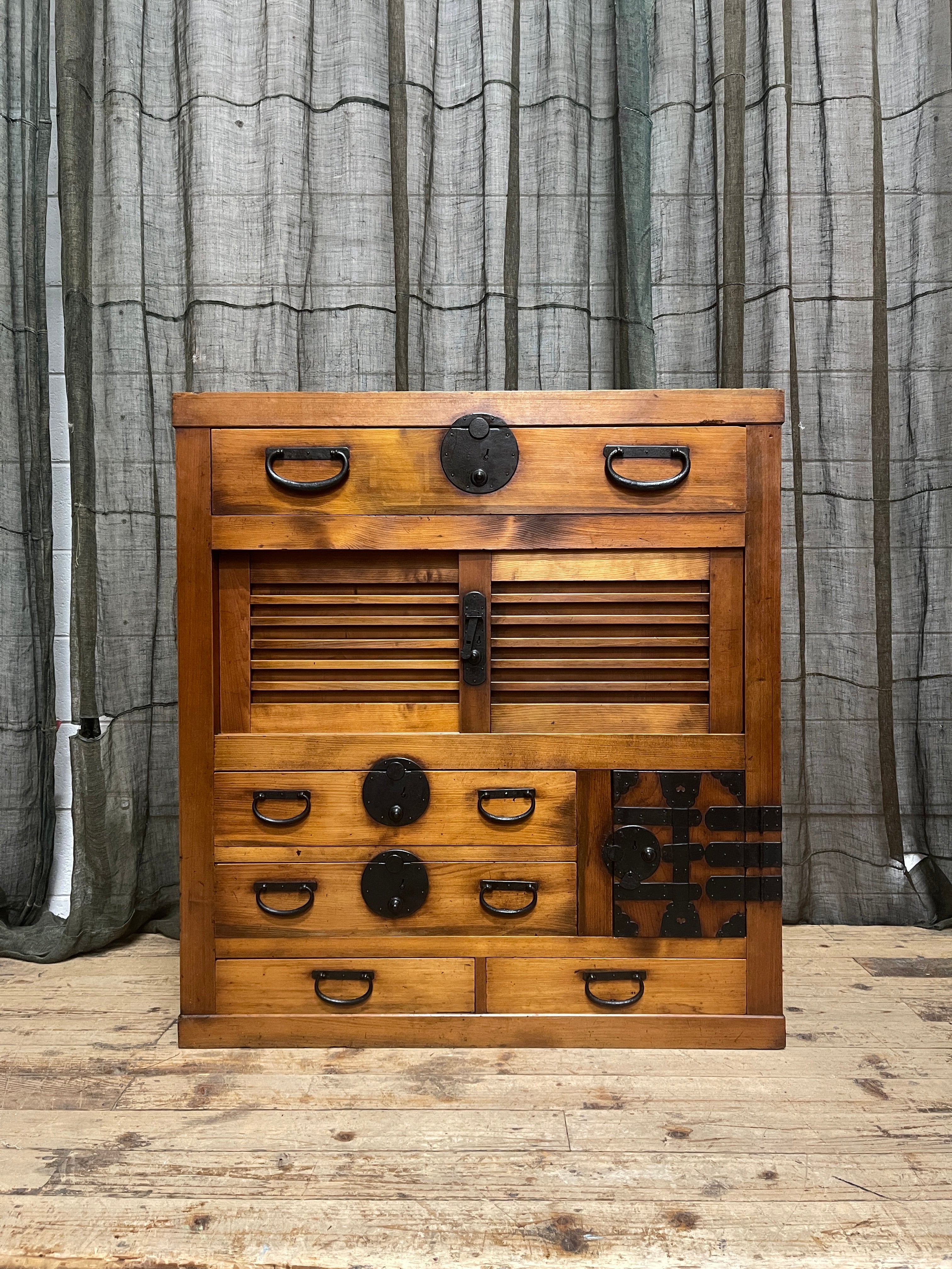 Antique Japanese Choba Dansu, Merchant's Chest - Cypress & Cedar | Meiji