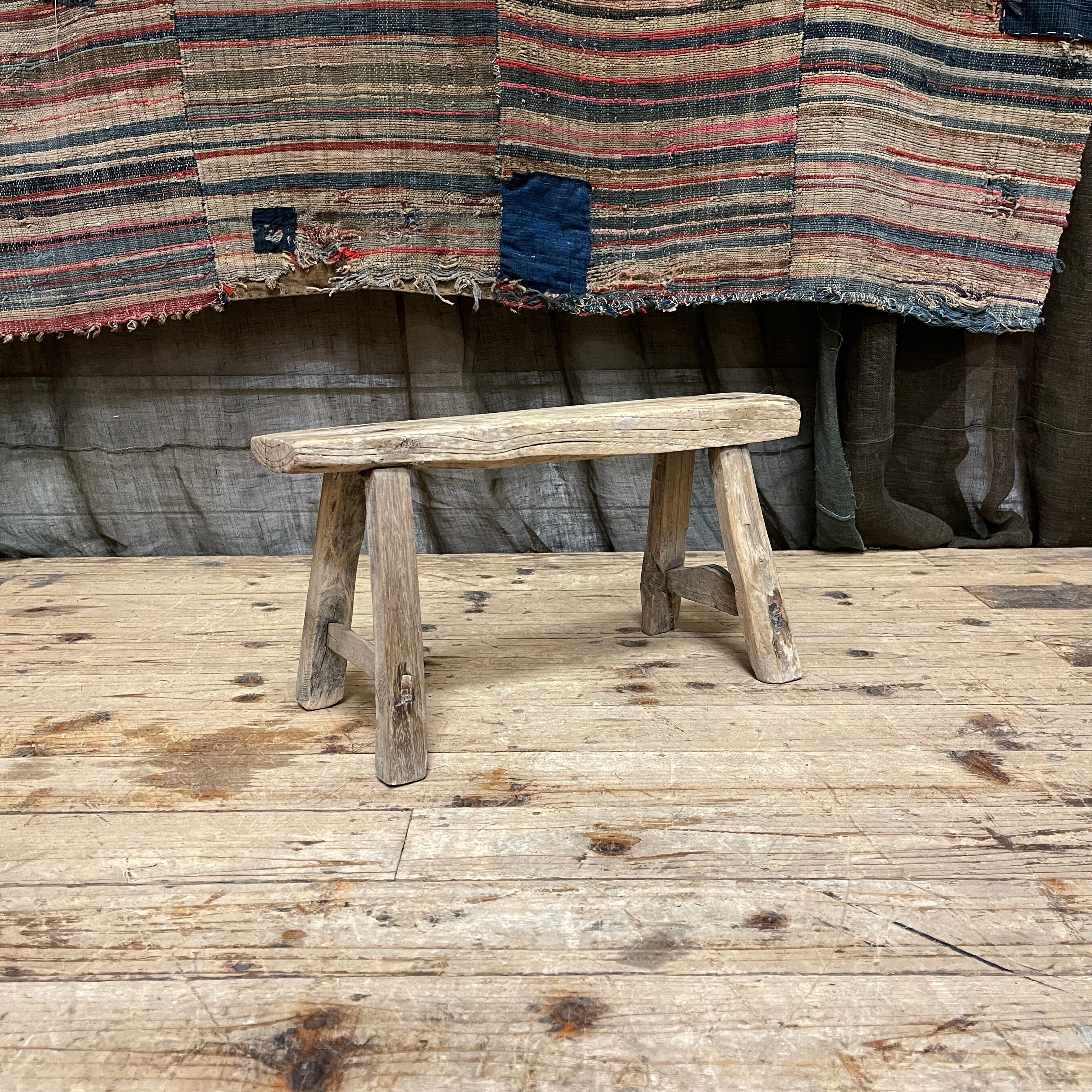 Chinese Provincial Elm Low Stool