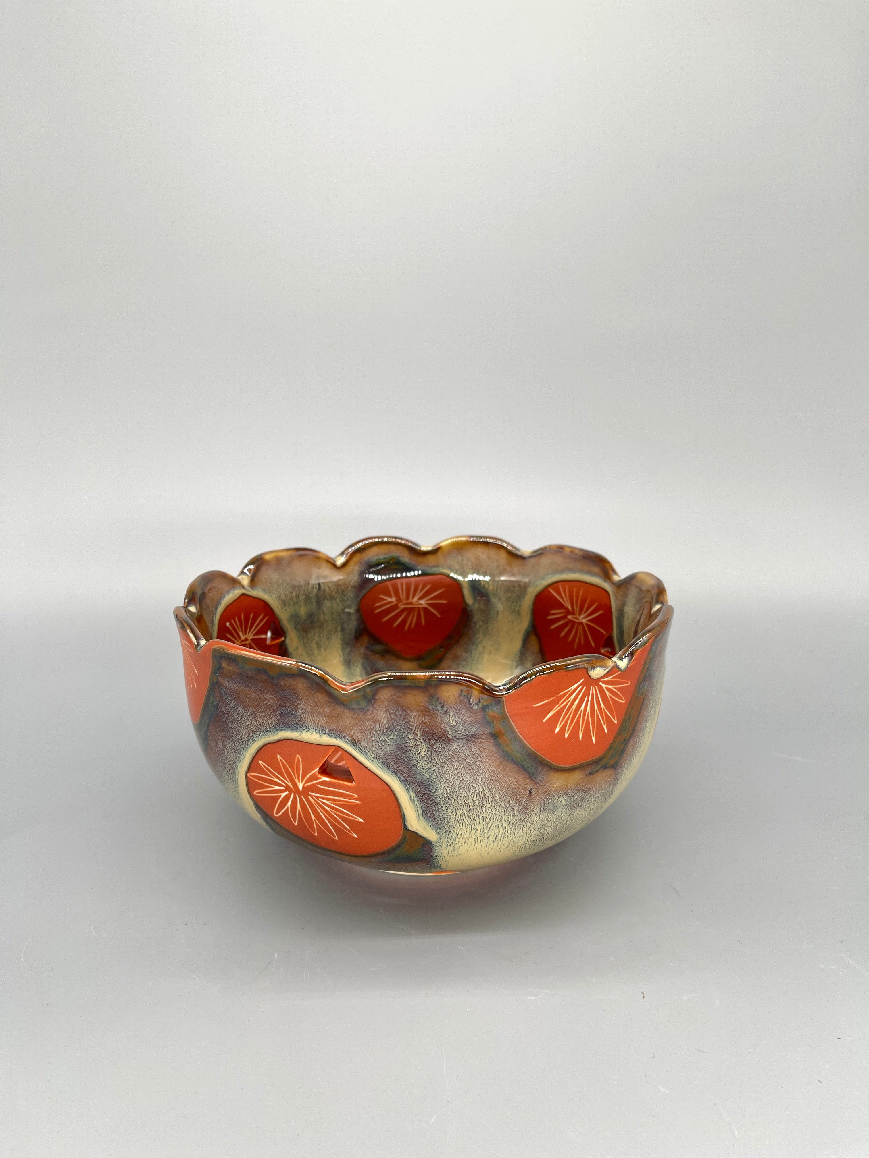 Japanese Sweets Bowl - Red Chrysanthemum