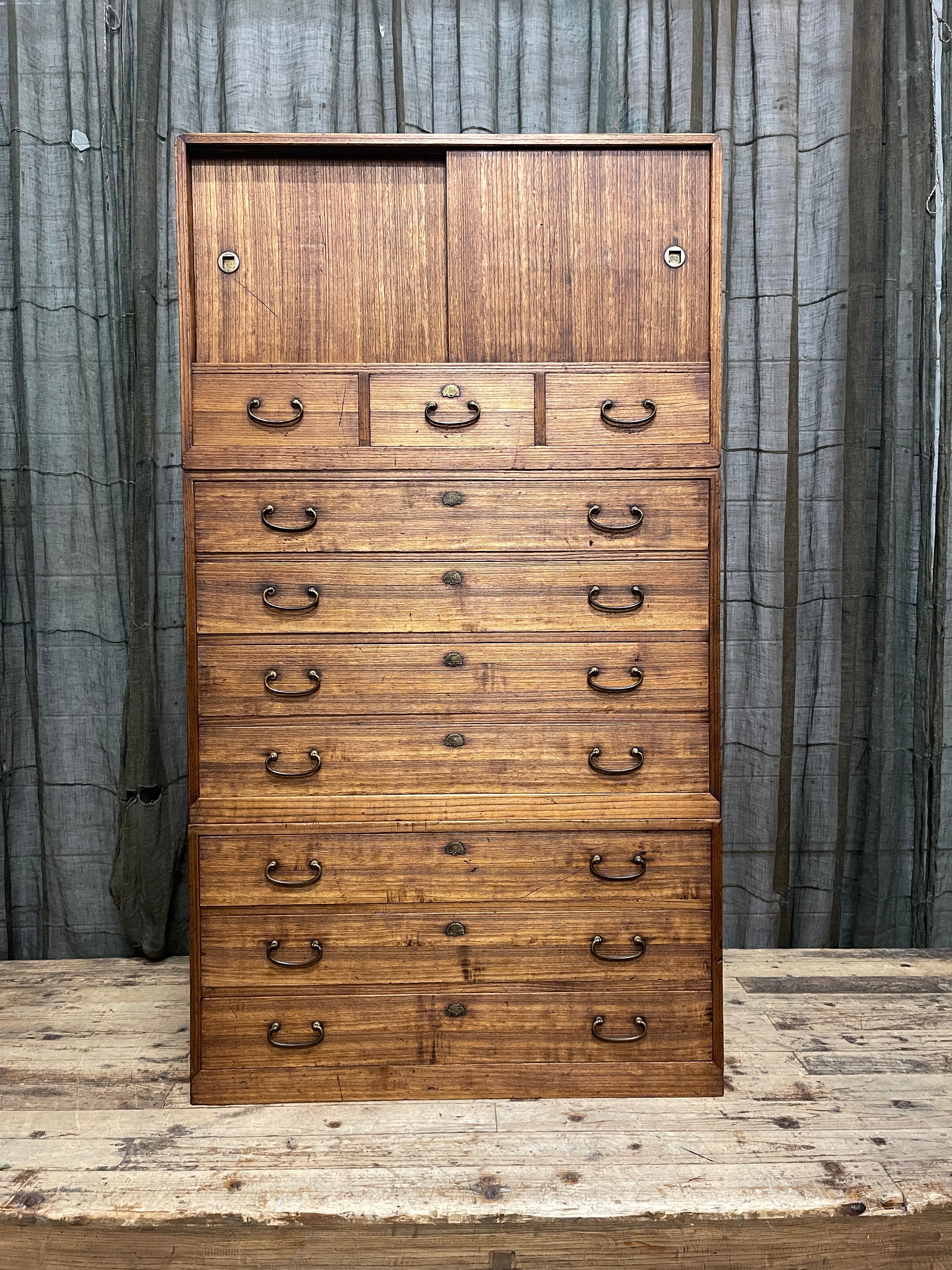 Japanese Three-Piece Kimono Chest of Drawers - Paulownia | Midcentury