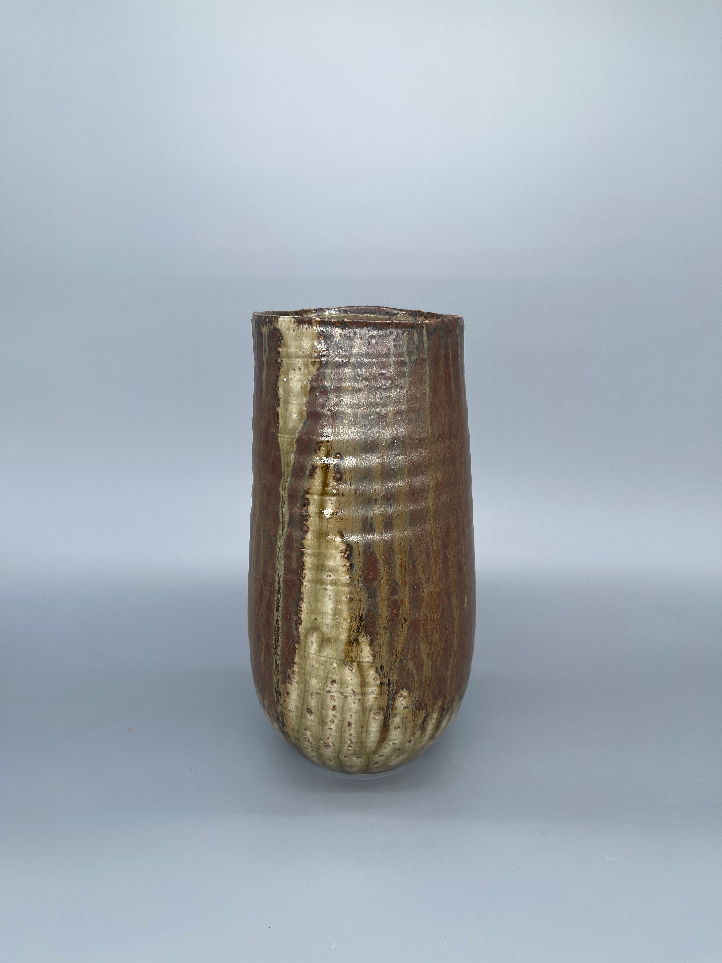 Vintage Japanese Ikebana Vase - Dark Earthy Glaze