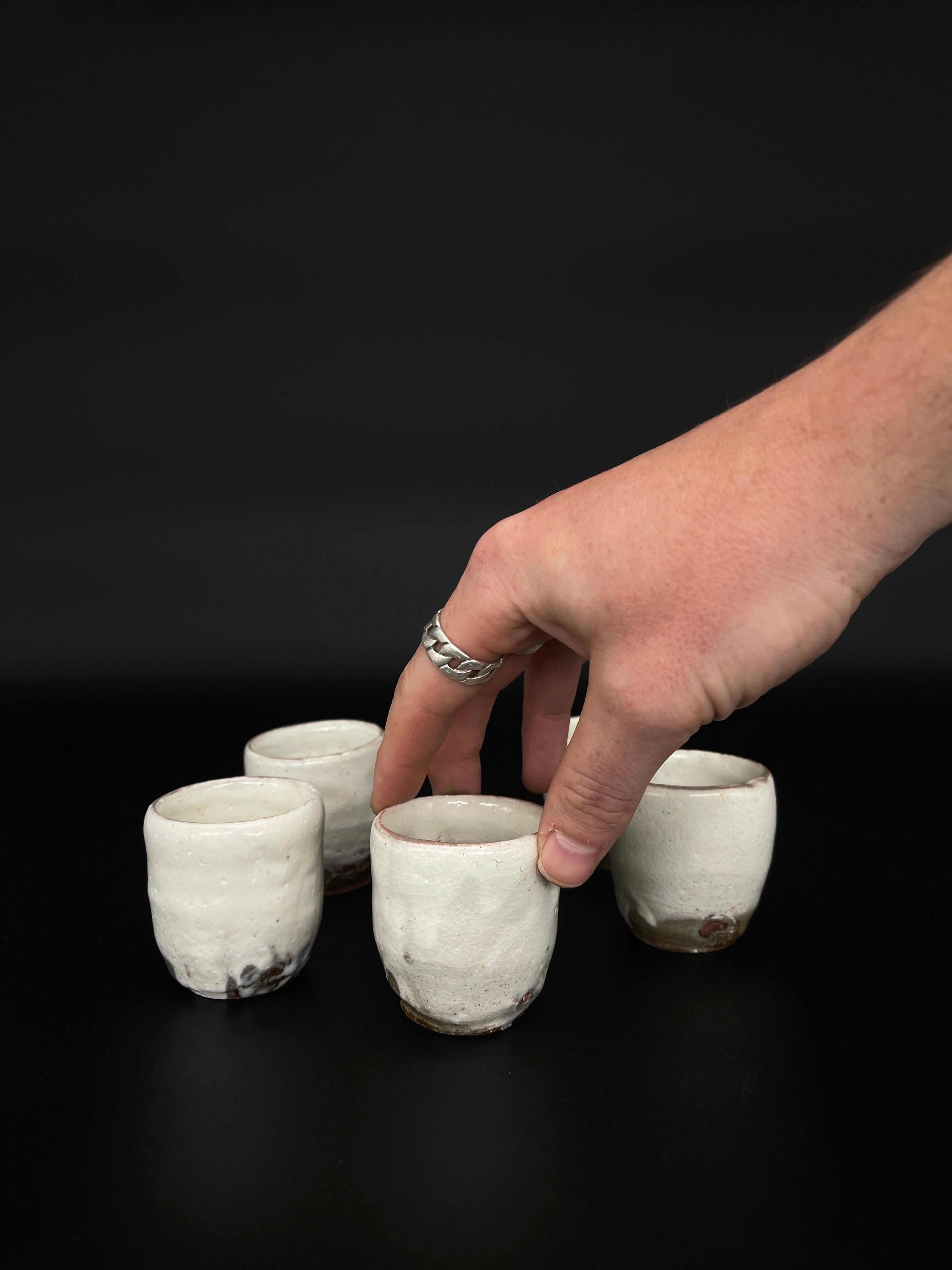 Vintage Japanese Sake Cups - Shino Glaze | c.1960's