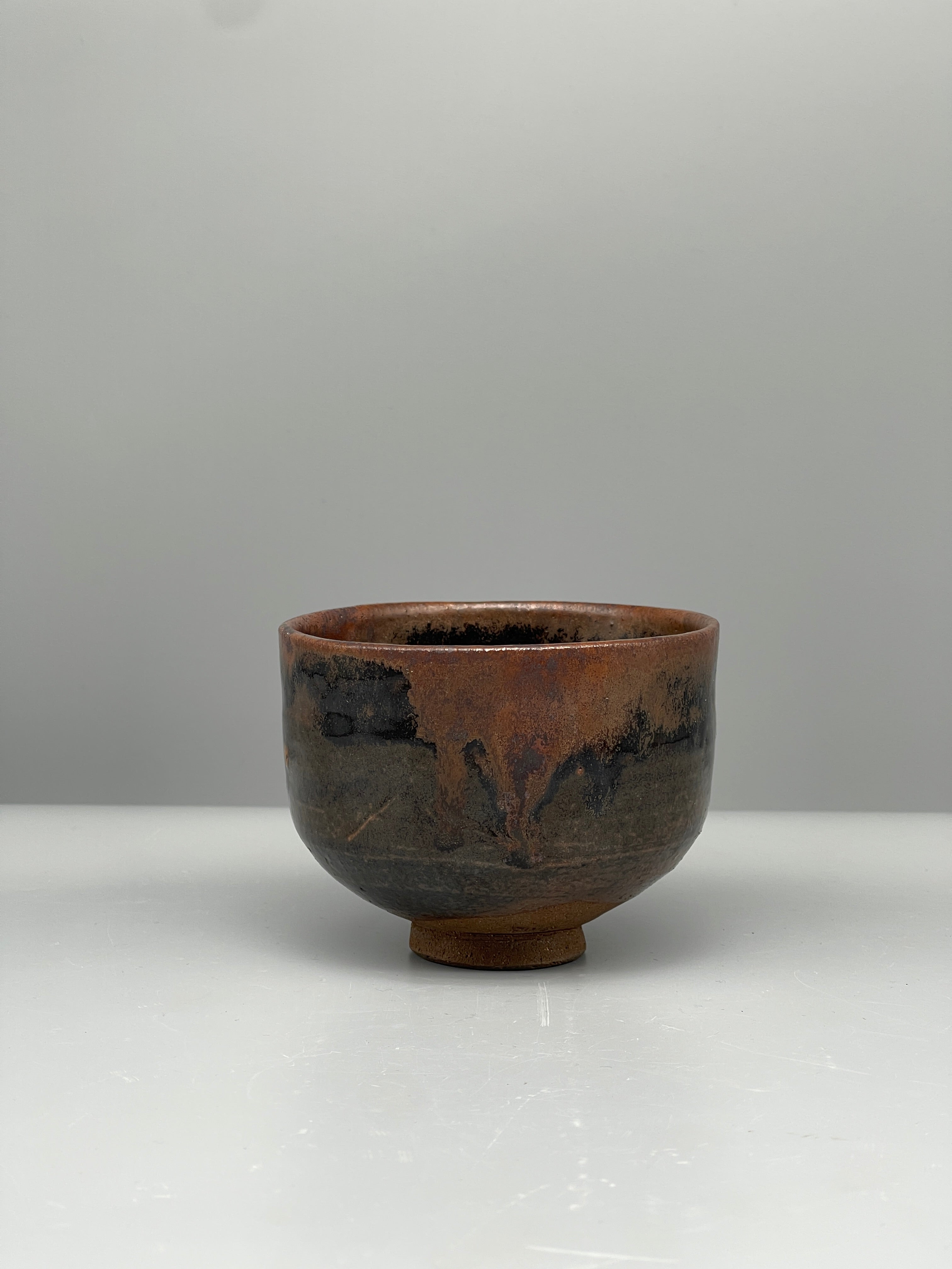 Vintage Japanese Chawan Tea Bowl - Stoneware, Tenmoku Glaze