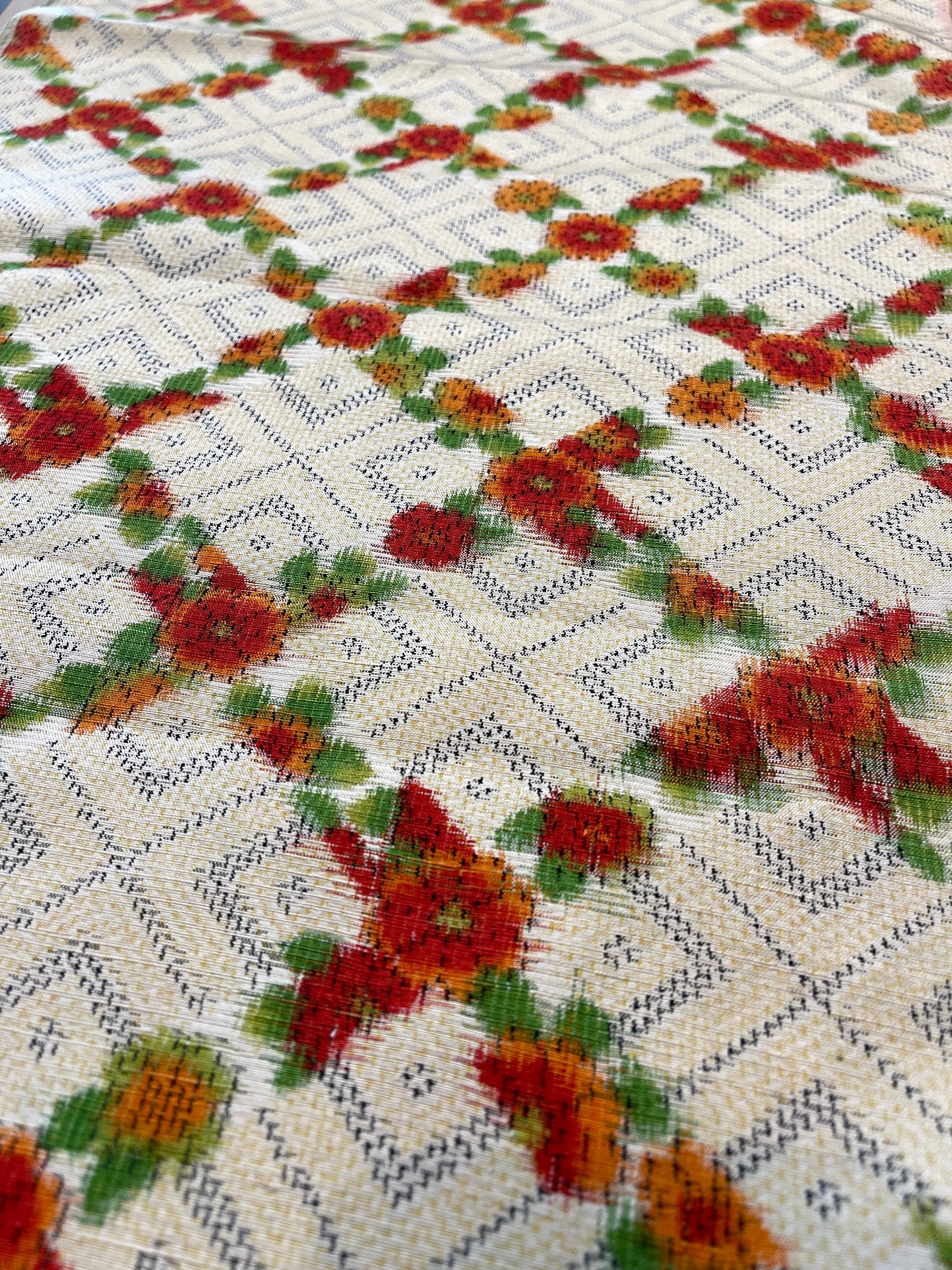 Japanese Silk Fabric, Floral Pattern