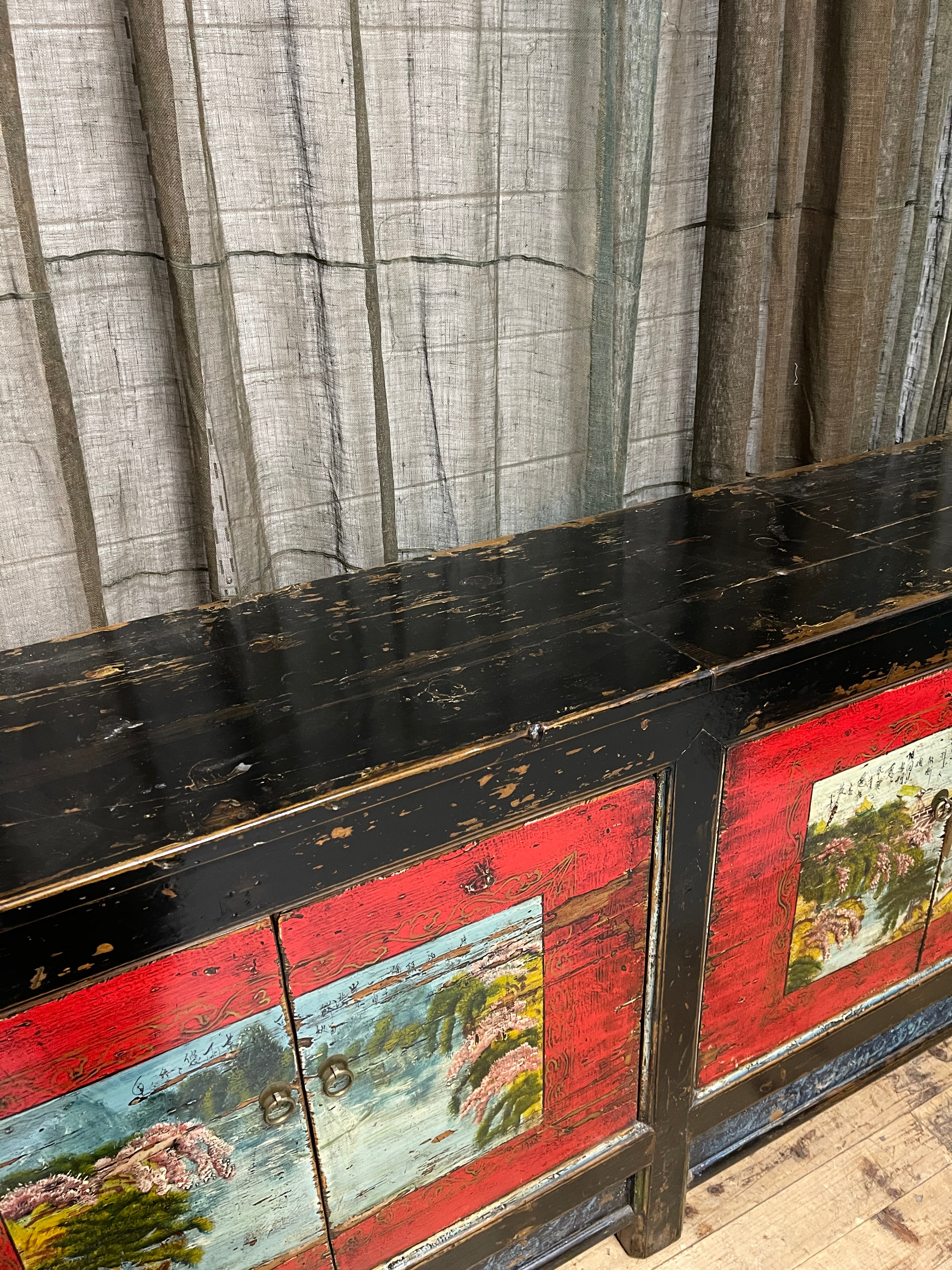 Antique Chinese Sideboard with Original Painted Finish, Elm | c.1900