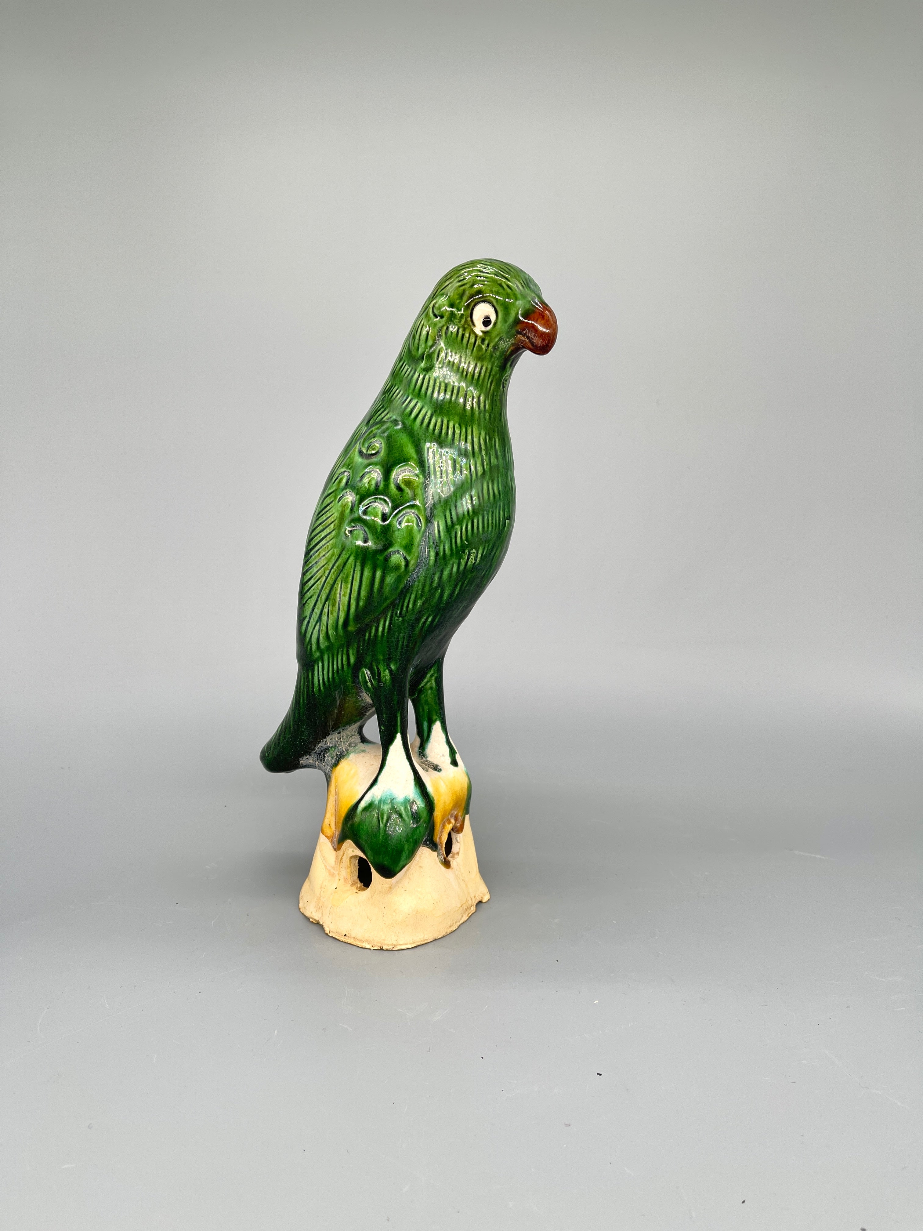 Chinese Green Ceramic Parrots