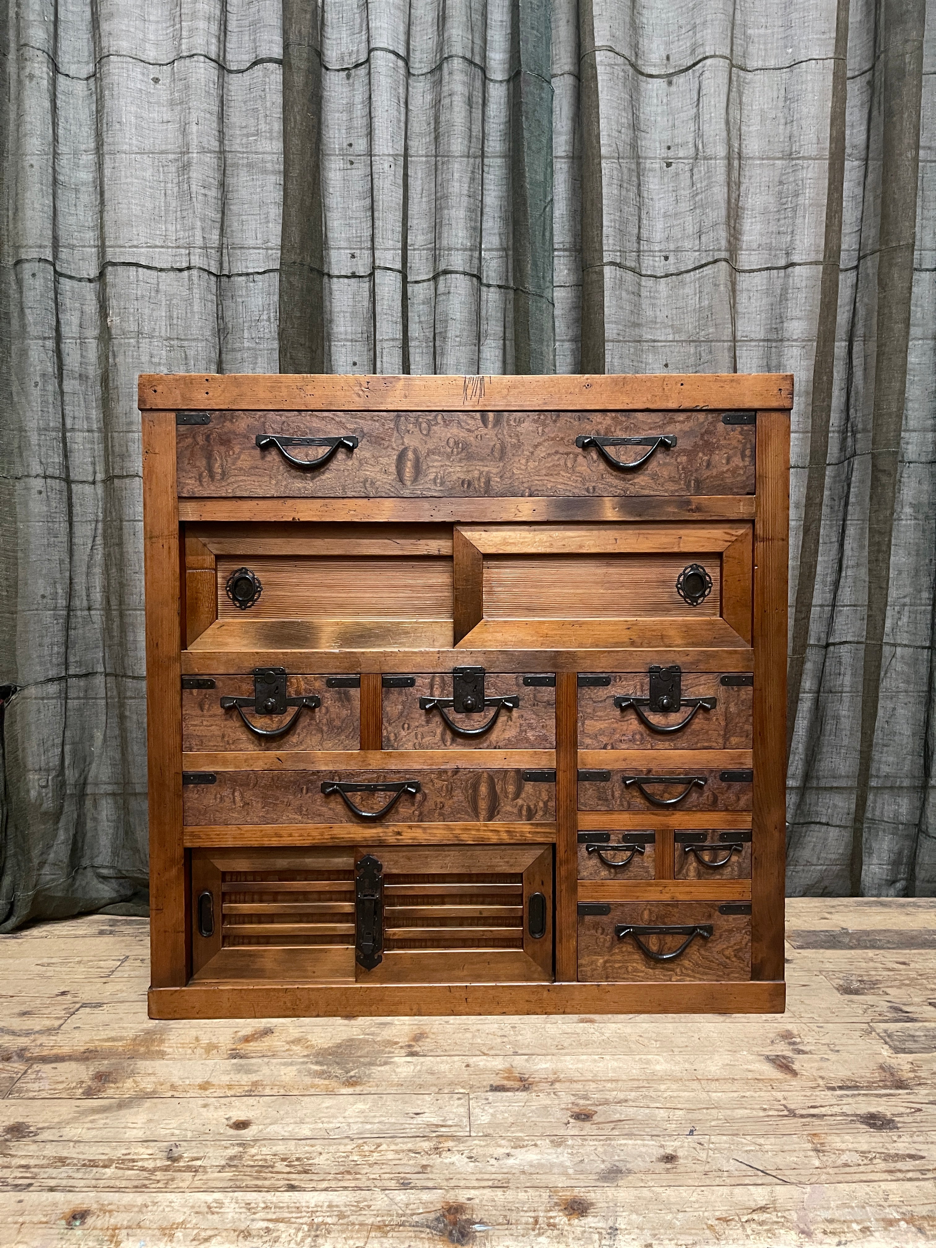 Antique Japanese Choba Dansu Merchants Cabinet - Cypress & Elm | Meiji