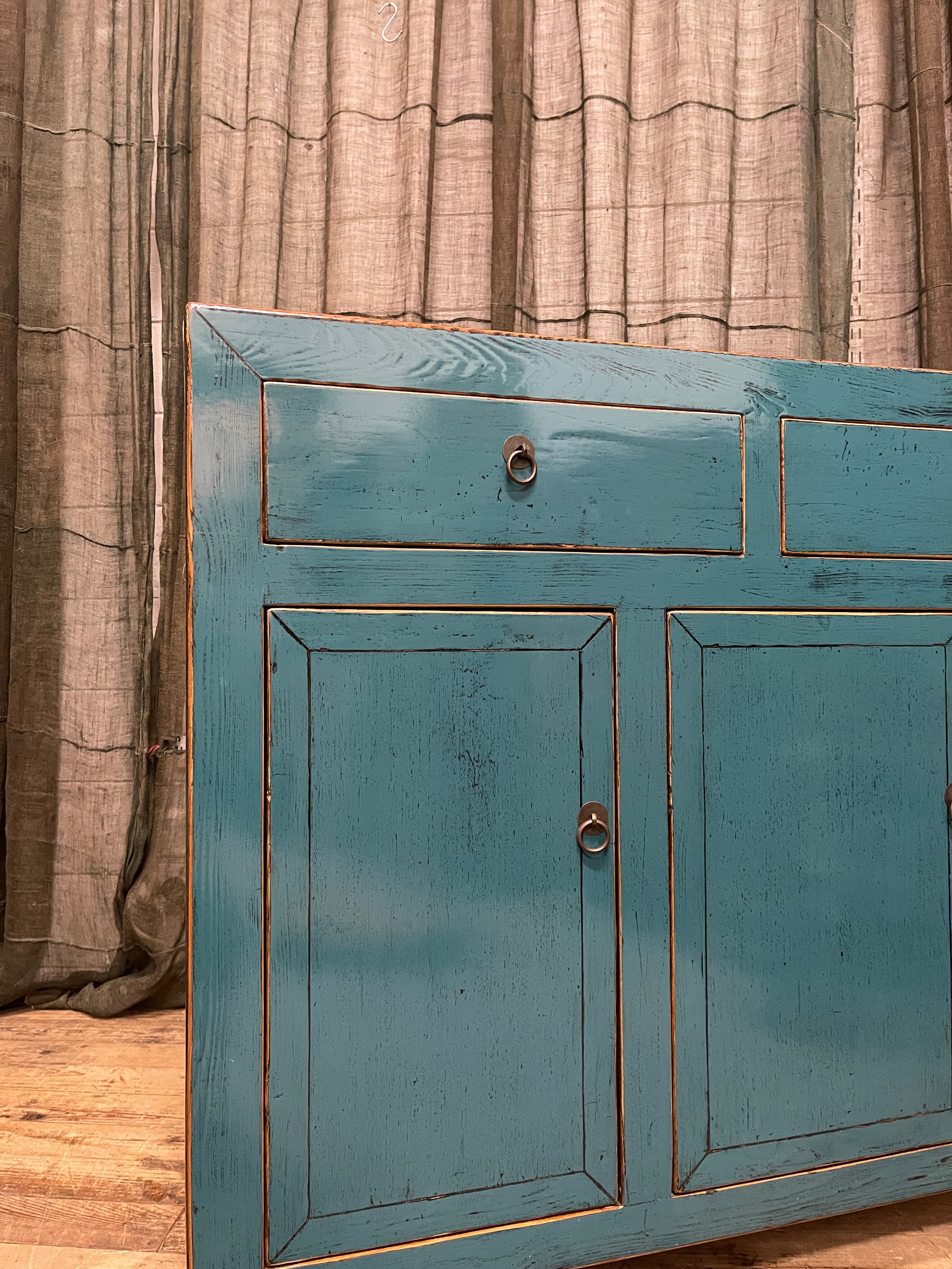 Chinese Sideboard with Blue Finish, Recycled Timber