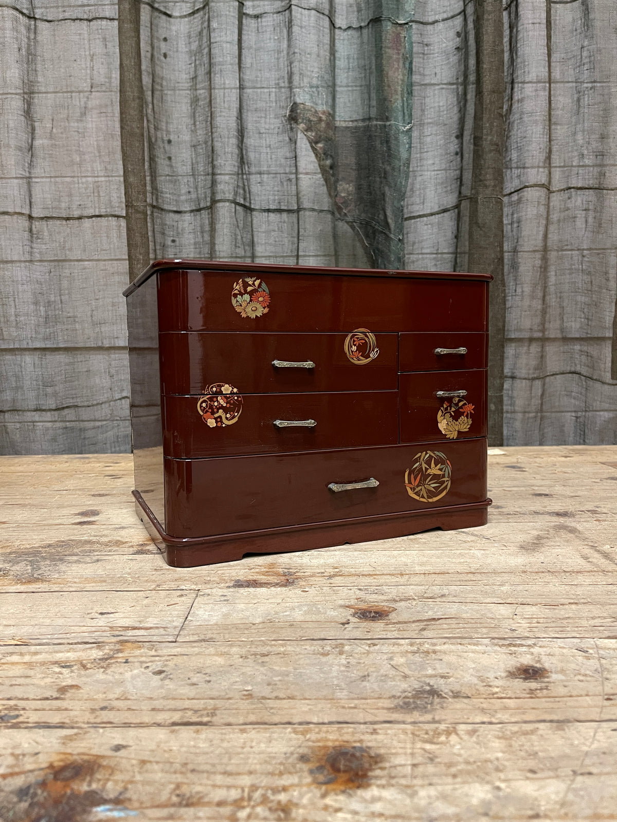 Vintage Japanese Sewing Box, Hari Bako - Lacquered | Midcentury