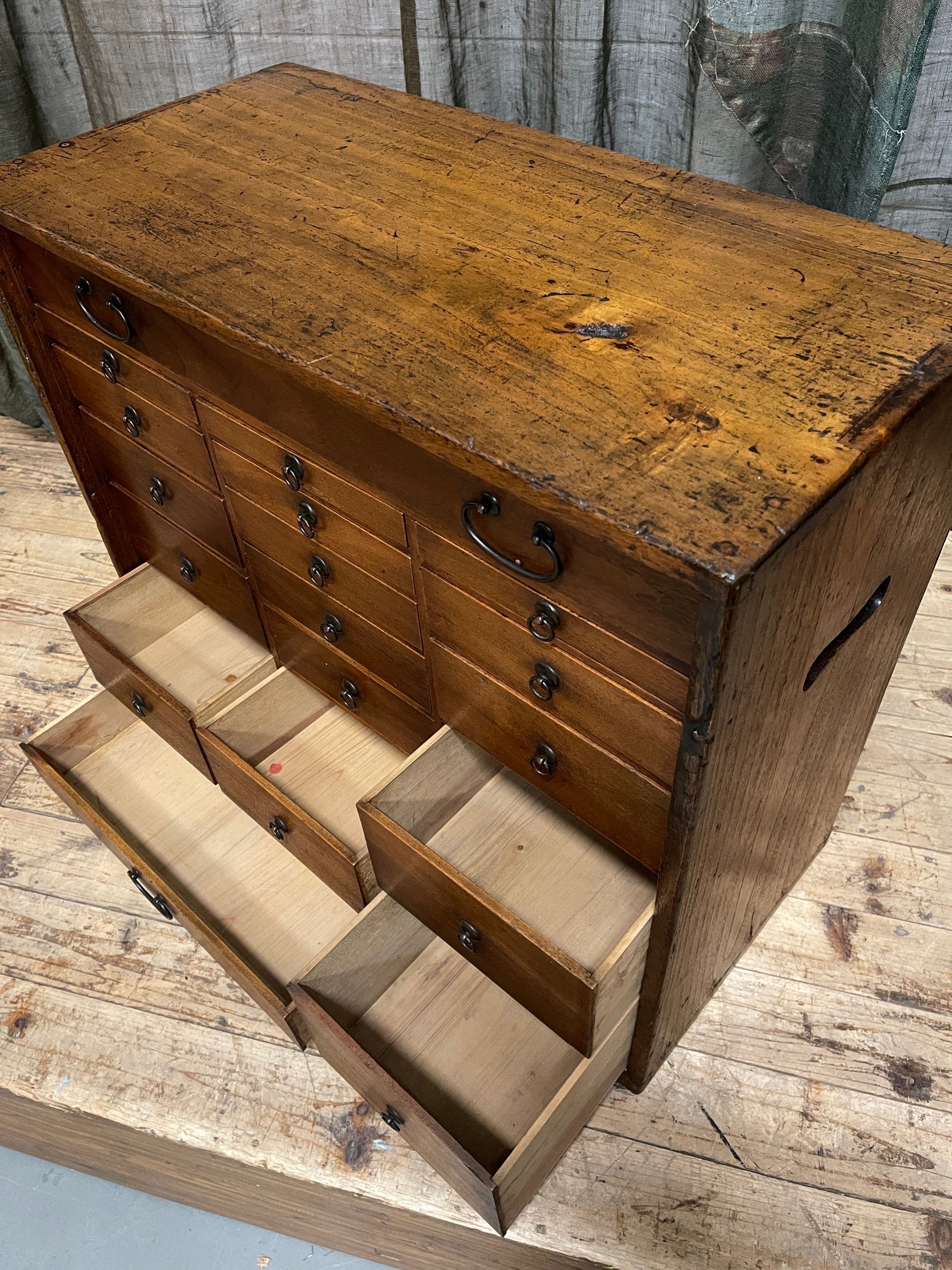 Antique Japanese Multi Drawer Chest - Paulownia & Elm | Meiji c.1900