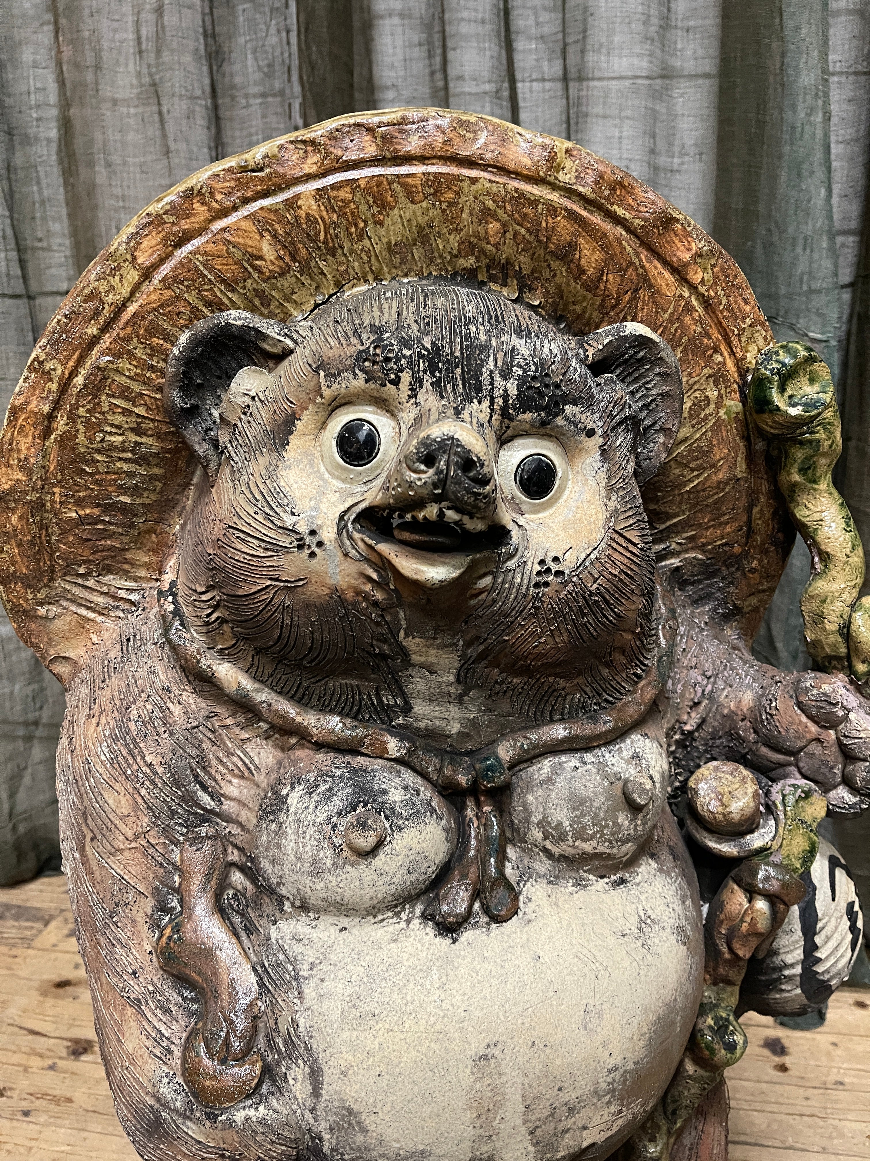 Large Vintage Tanuki Statue, Hand-Crafted
