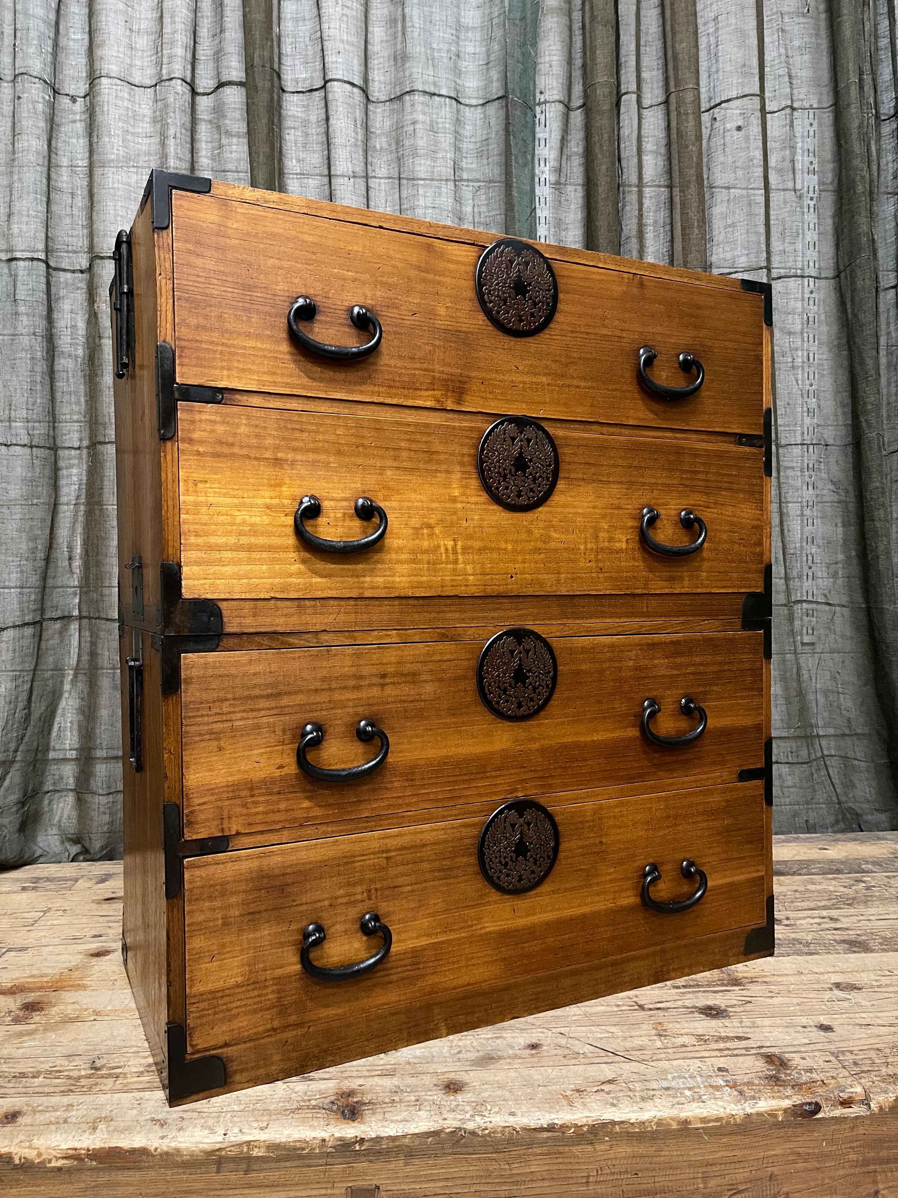Japanese Kimono Storage Chest-on-Chest, Isho Dansu - Paulownia | Meiji