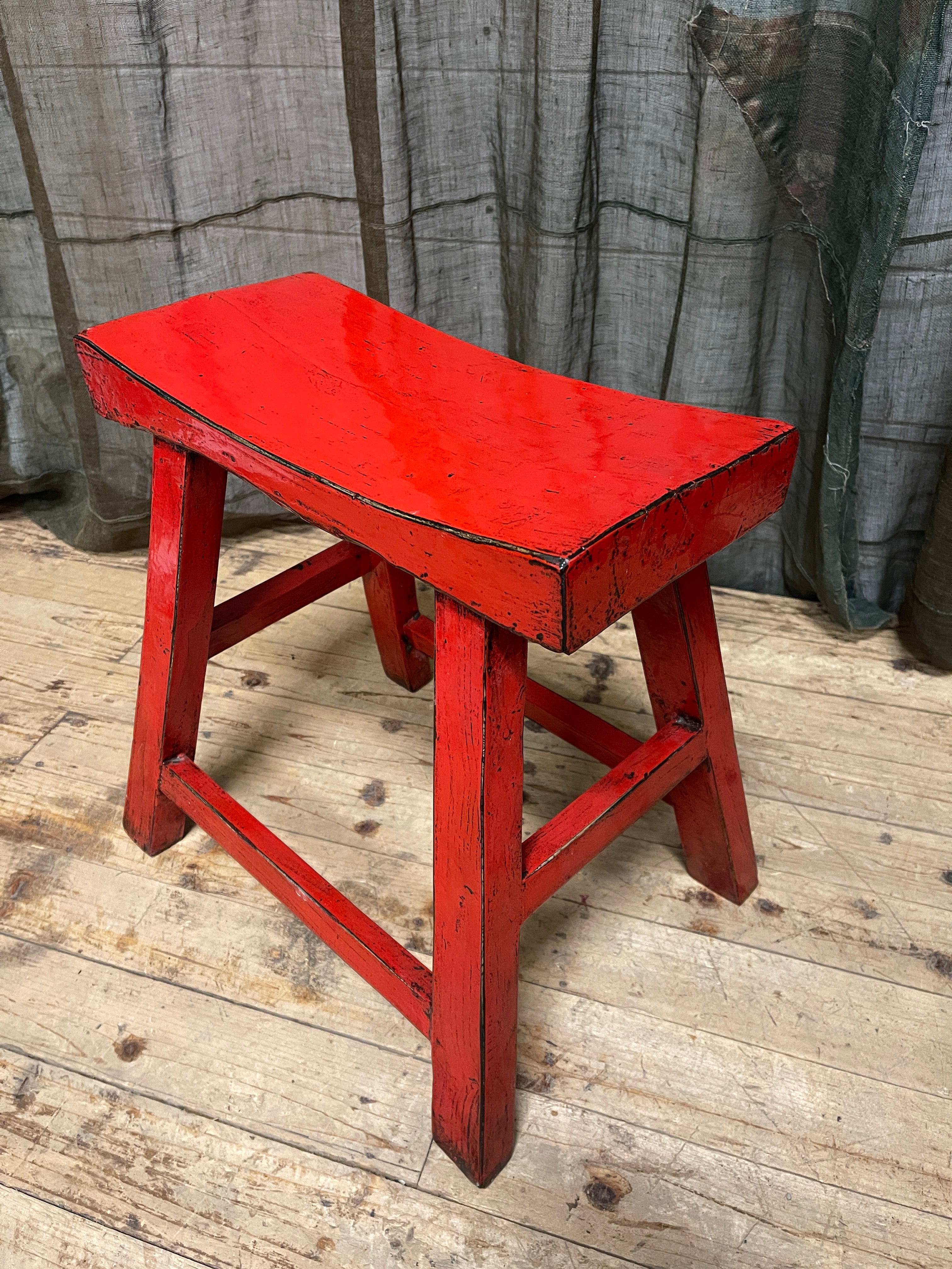Chinese Provincial Stool - Red