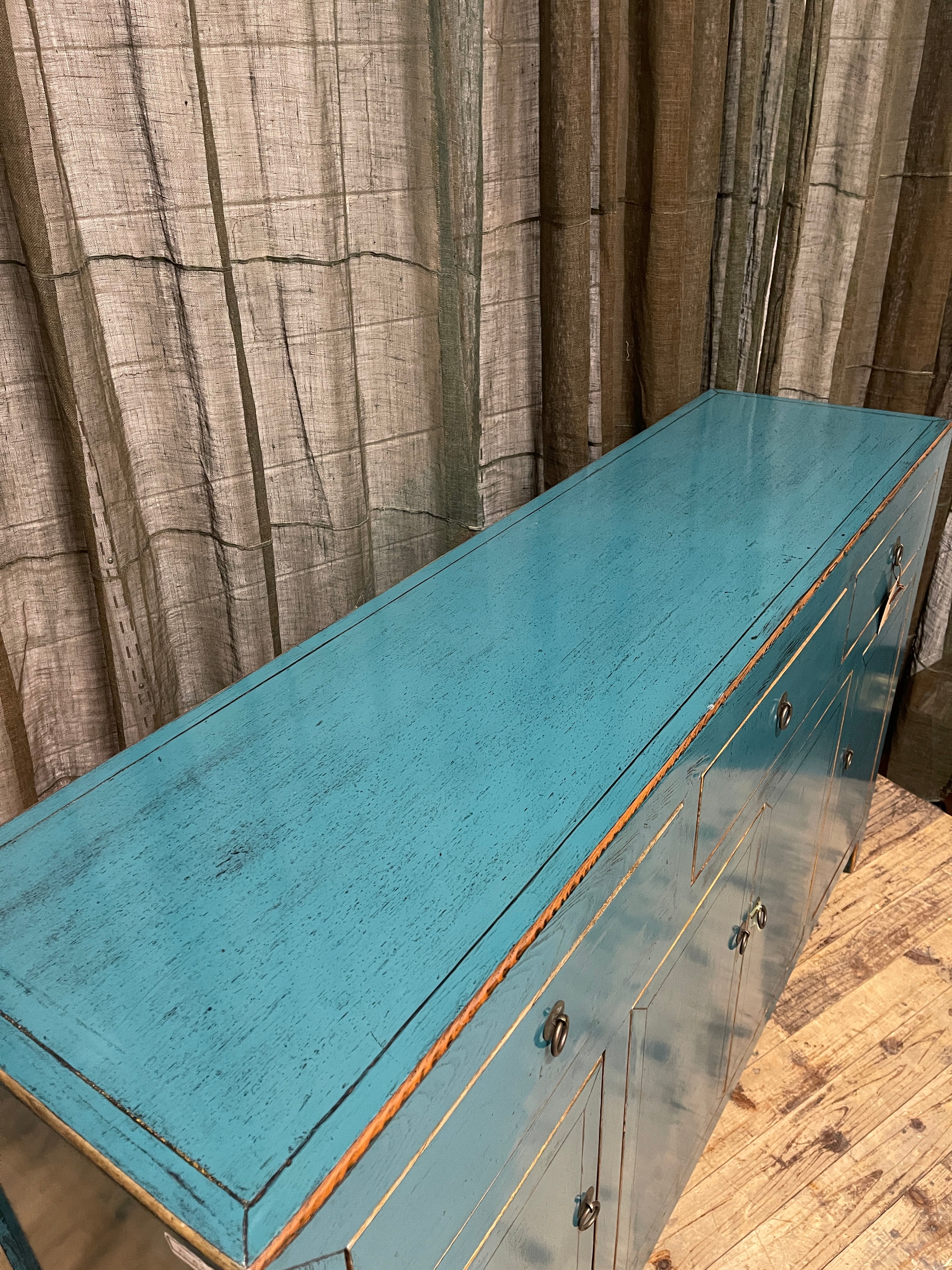 Chinese Sideboard with Blue Finish, Recycled Timber
