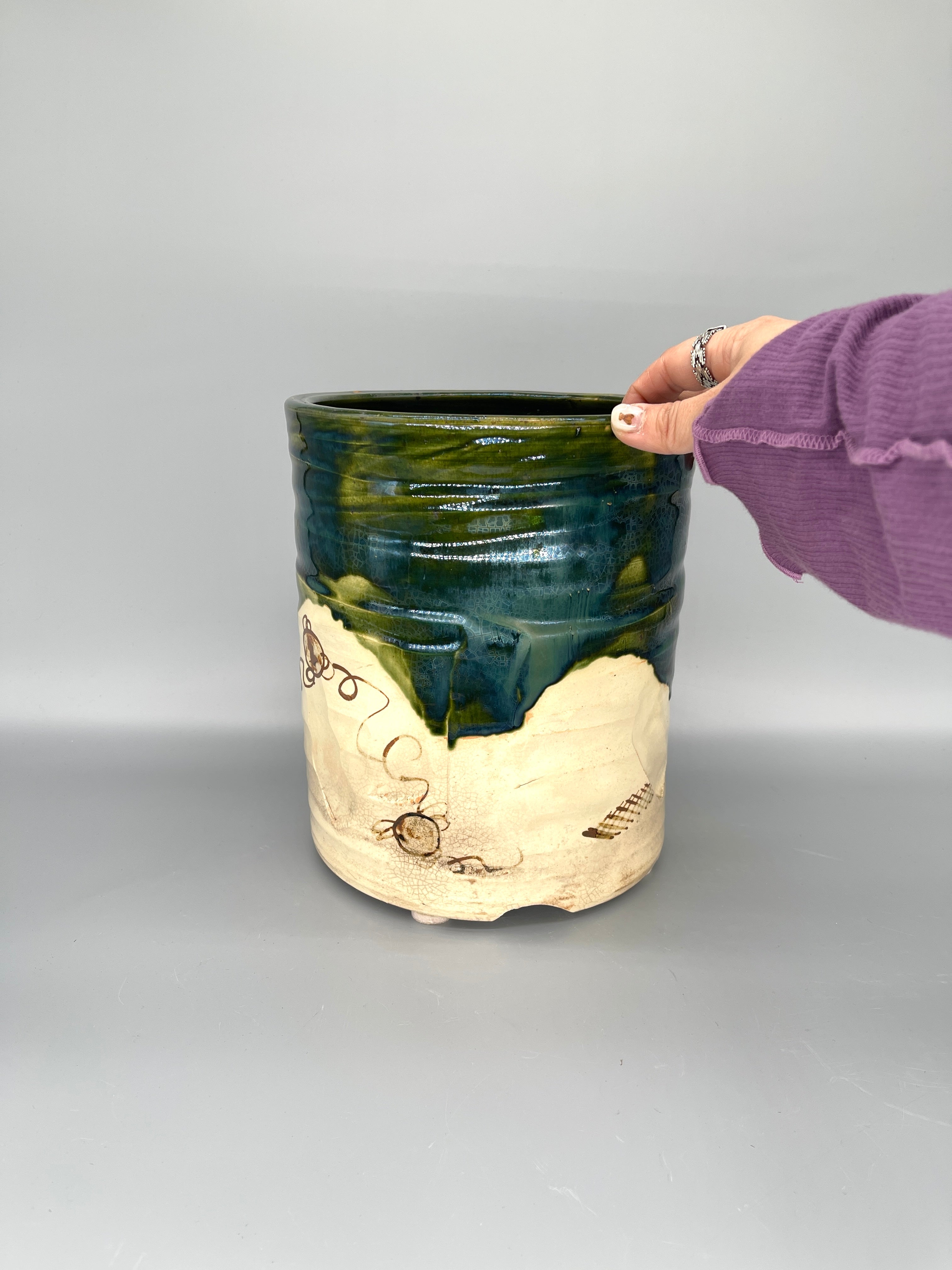 Japanes Oribe Porcelain Hibachi | c.1960