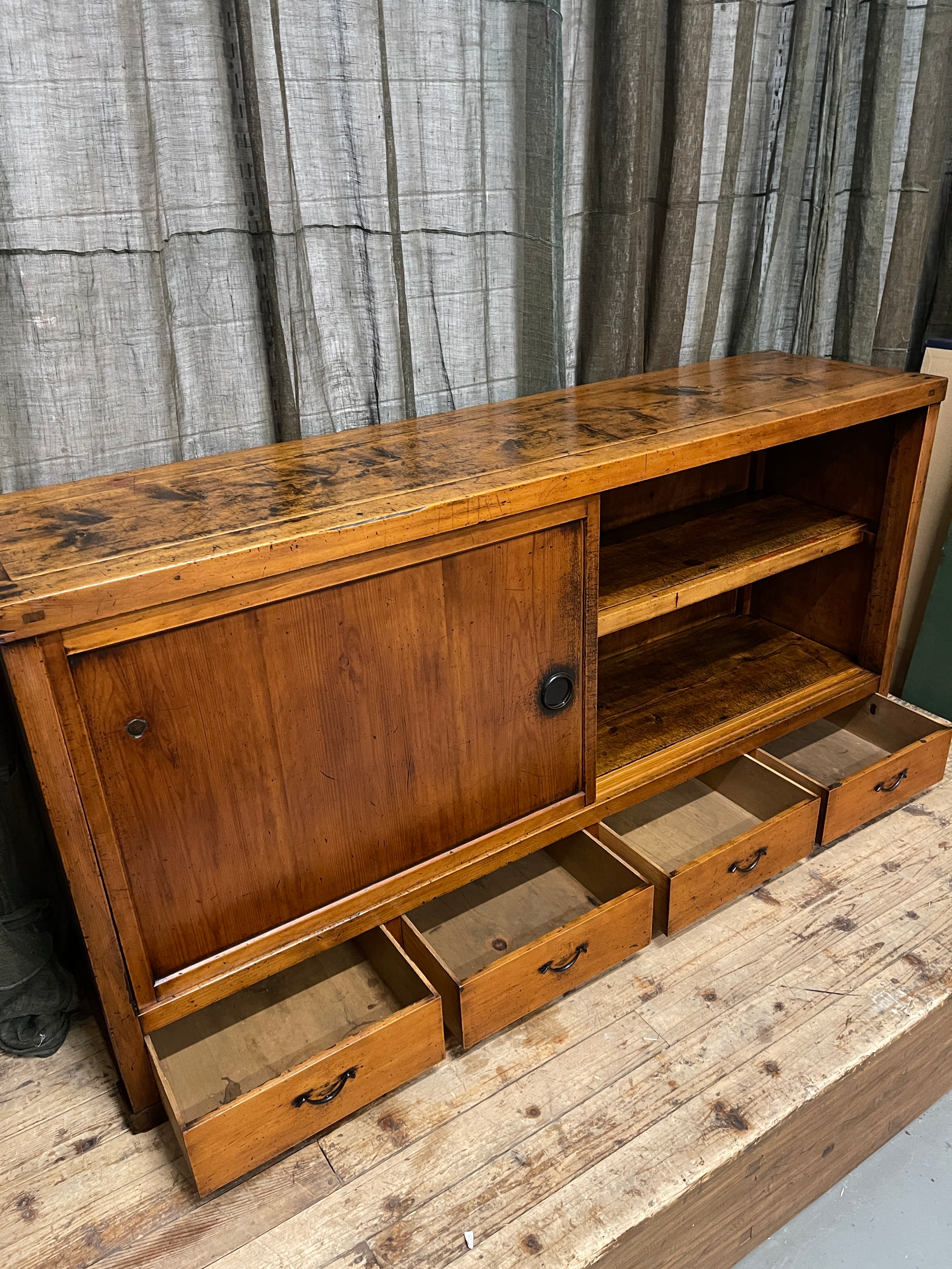 Antique Japanese Sideboard - Cedar | Meiji